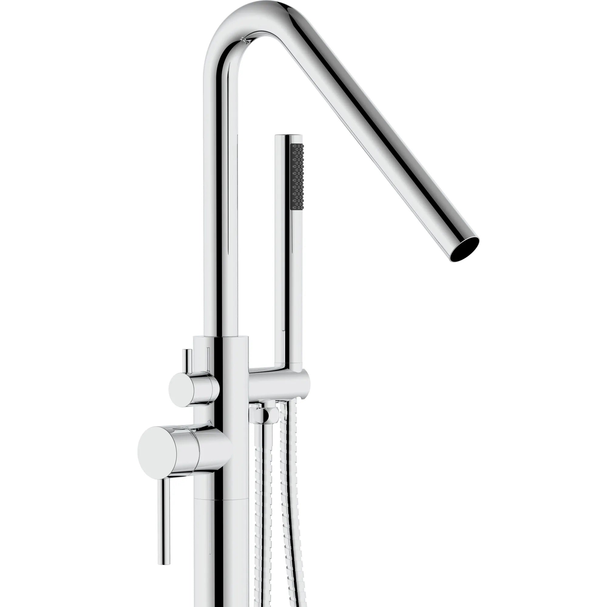 Свободностоящ смесител за вана REA Aras Chrome - хромиран модерен стоящ смесител с ръчен душ за баня, онлайн магазин KERANOVA