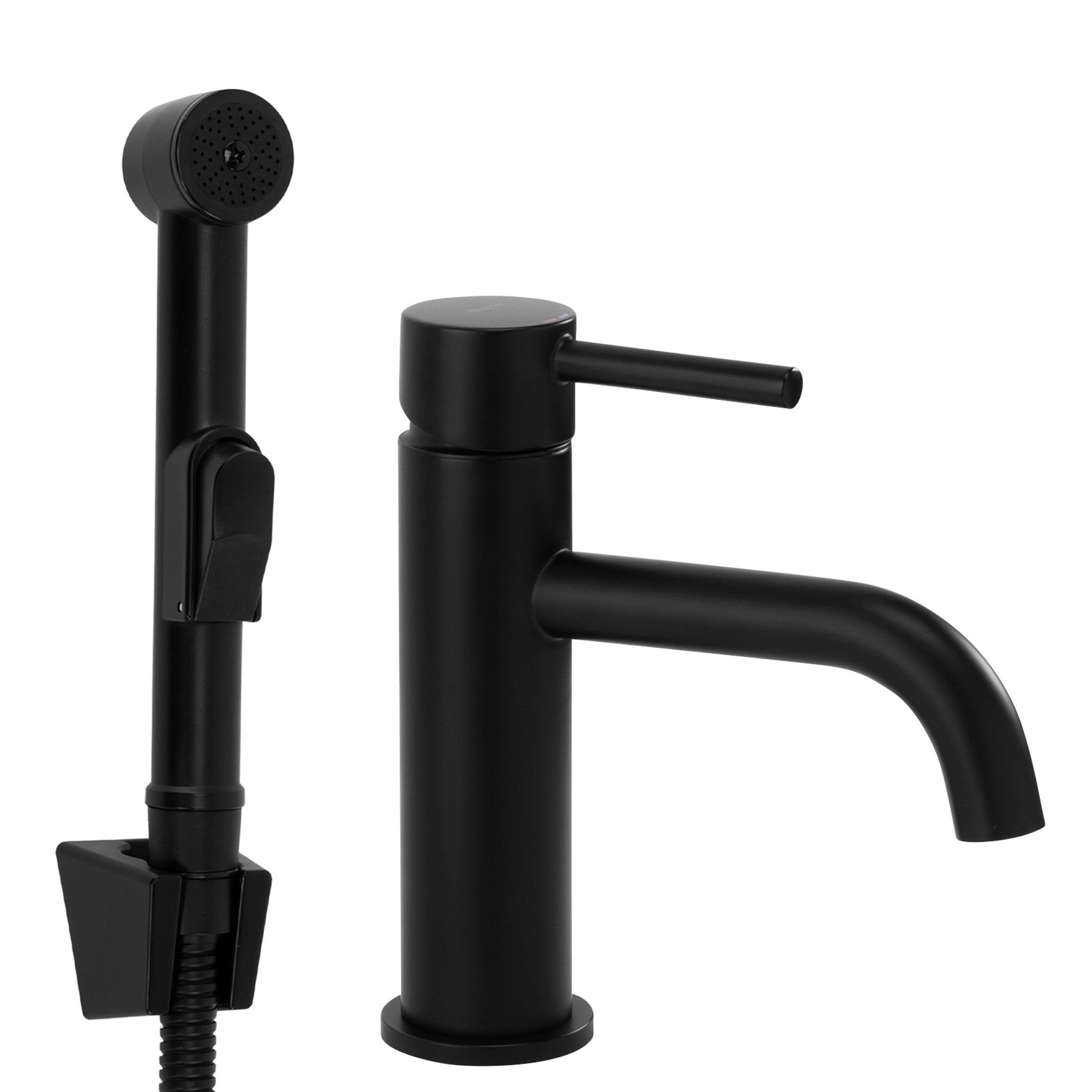 Смесител за мивка с хигиенен душ Lungo Black