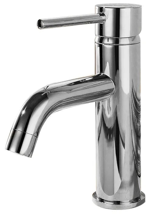 Смесител за мивка Lungo Chrome хром, модерен дизайн, чучур 10 см, керамичен механизъм, гаранция 5 г — KERANOVA онлайн магазин