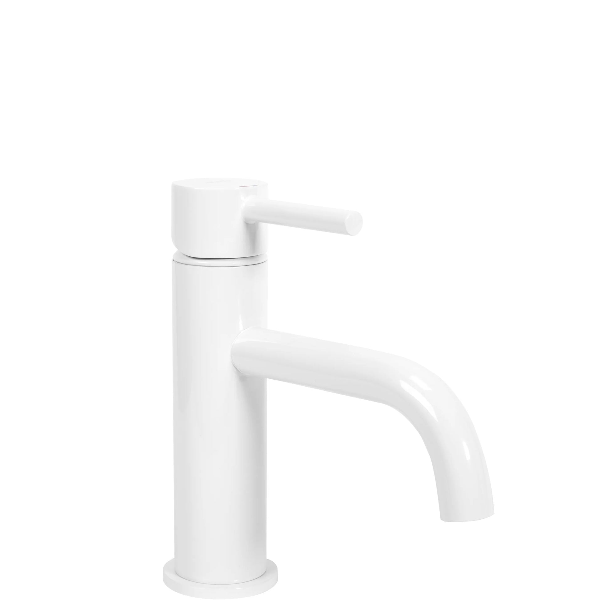 Смесител Lungo White - бял мат за мивка, модерен дизайн, керамичен механизъм, чучур 11.5 см, без изпразнител - онлайн магазин KERANOVA