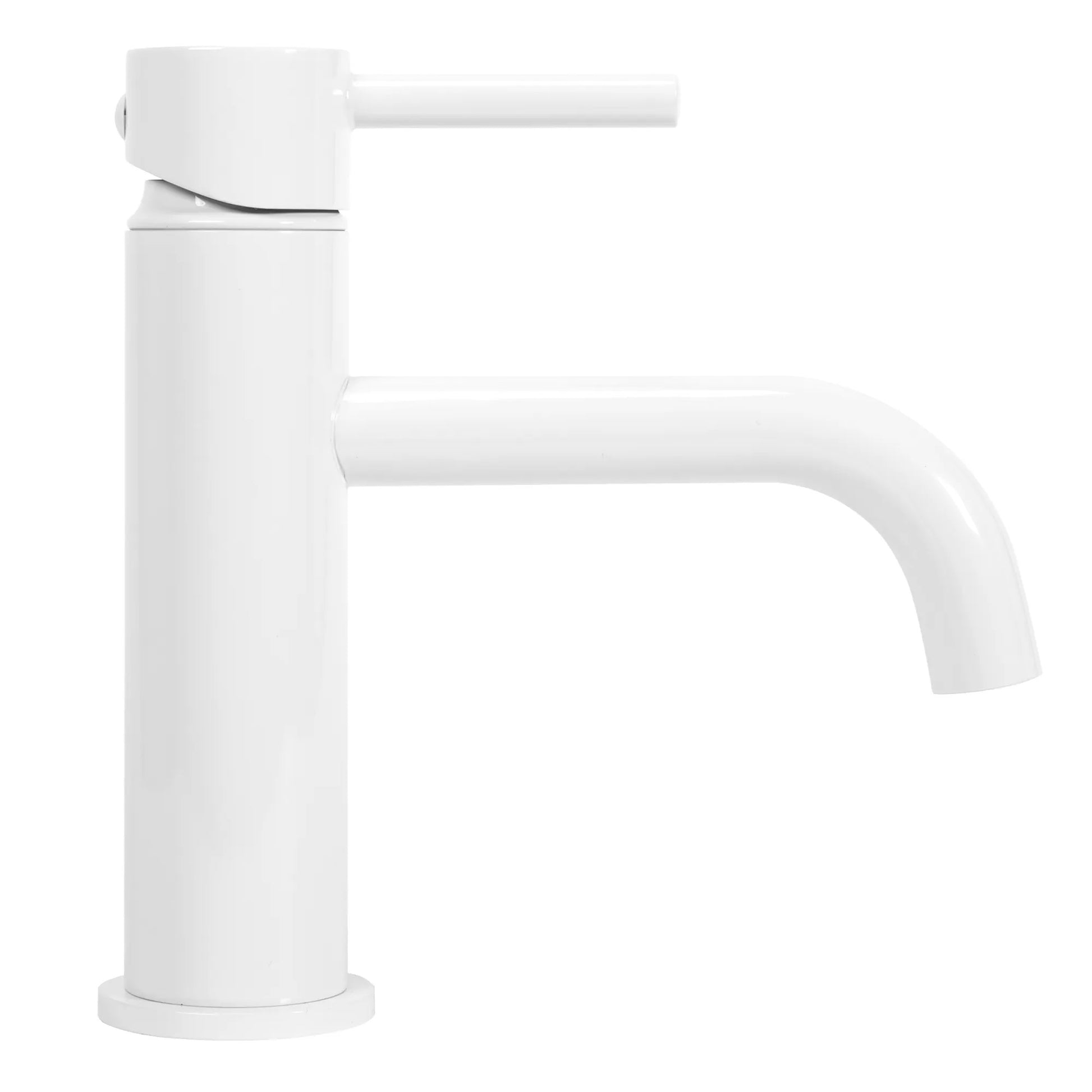 Смесител Lungo White бял мат за мивка, модерен дизайн, керамичен механизъм, чучур 11.5 см – KERANOVA онлайн магазин