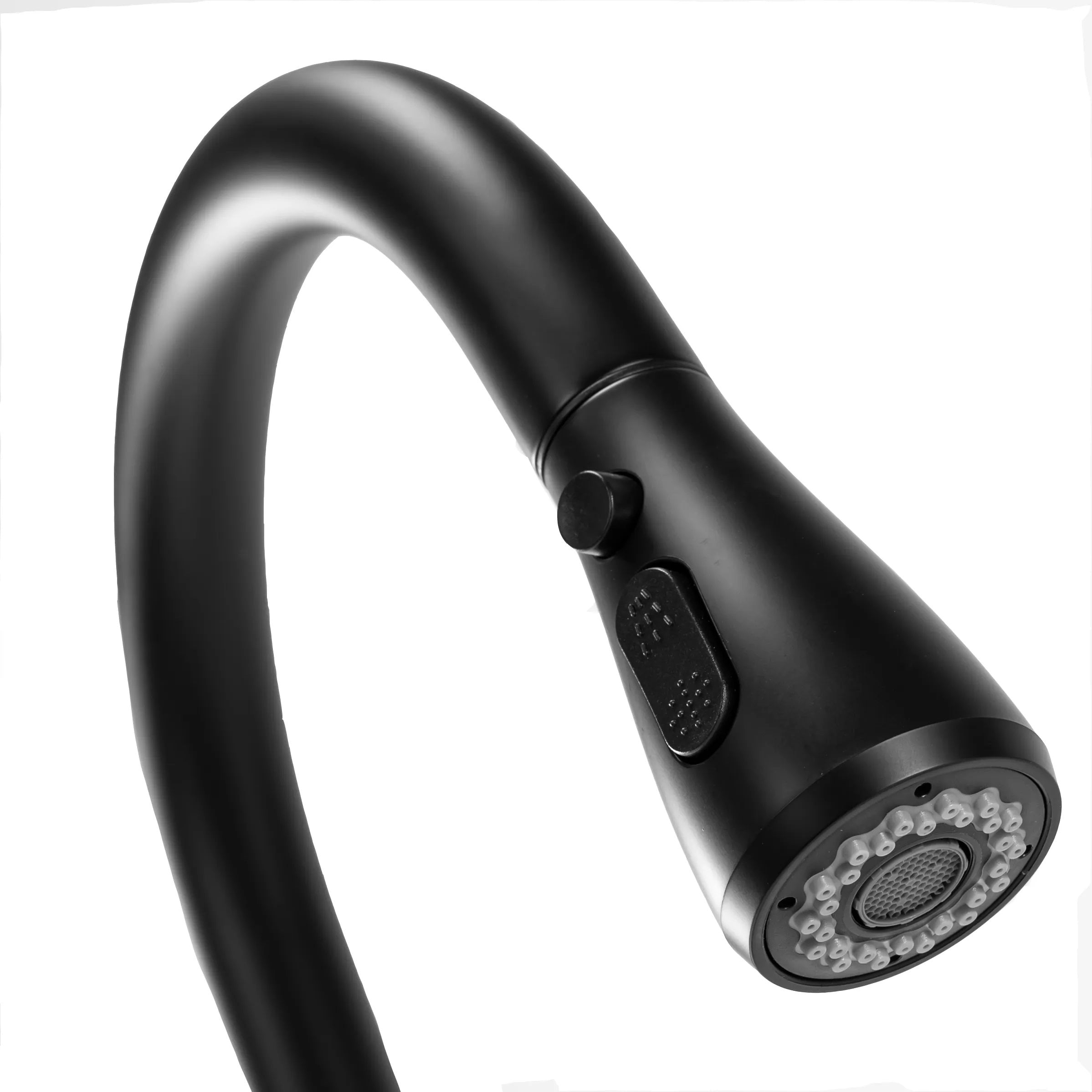 Кухненски смесител Mild Black - черен мат, изтеглящ накрайник с две функции, едноръкохватков смесител за кухня, KERANOVA