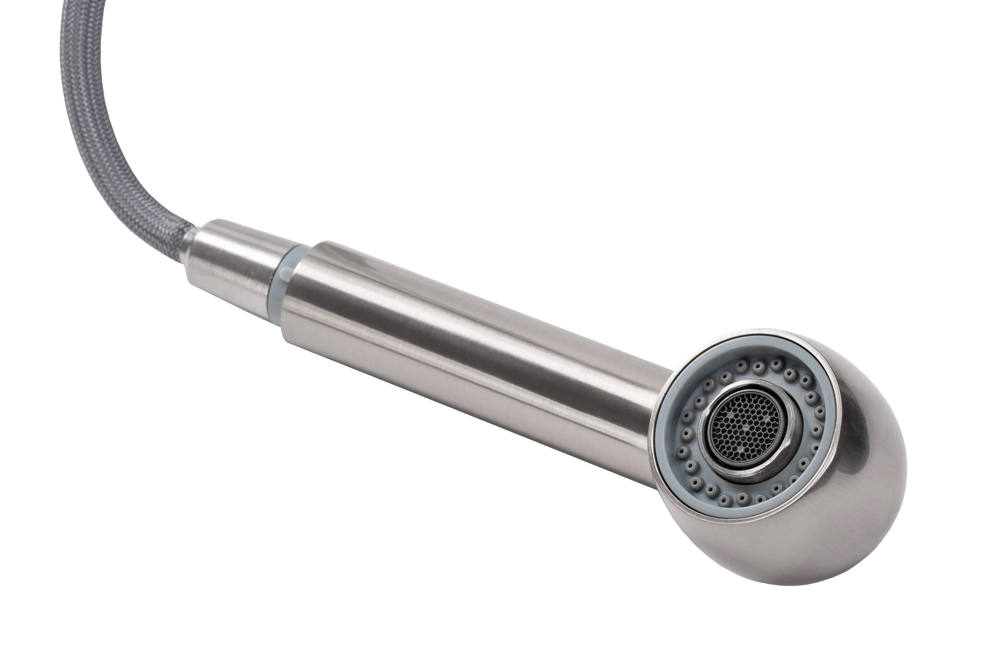 Кухненски смесител Troy Brush Steel - изтеглящ накрайник с аератор, сатенирано PVD покритие, онлайн магазин KERANOVA