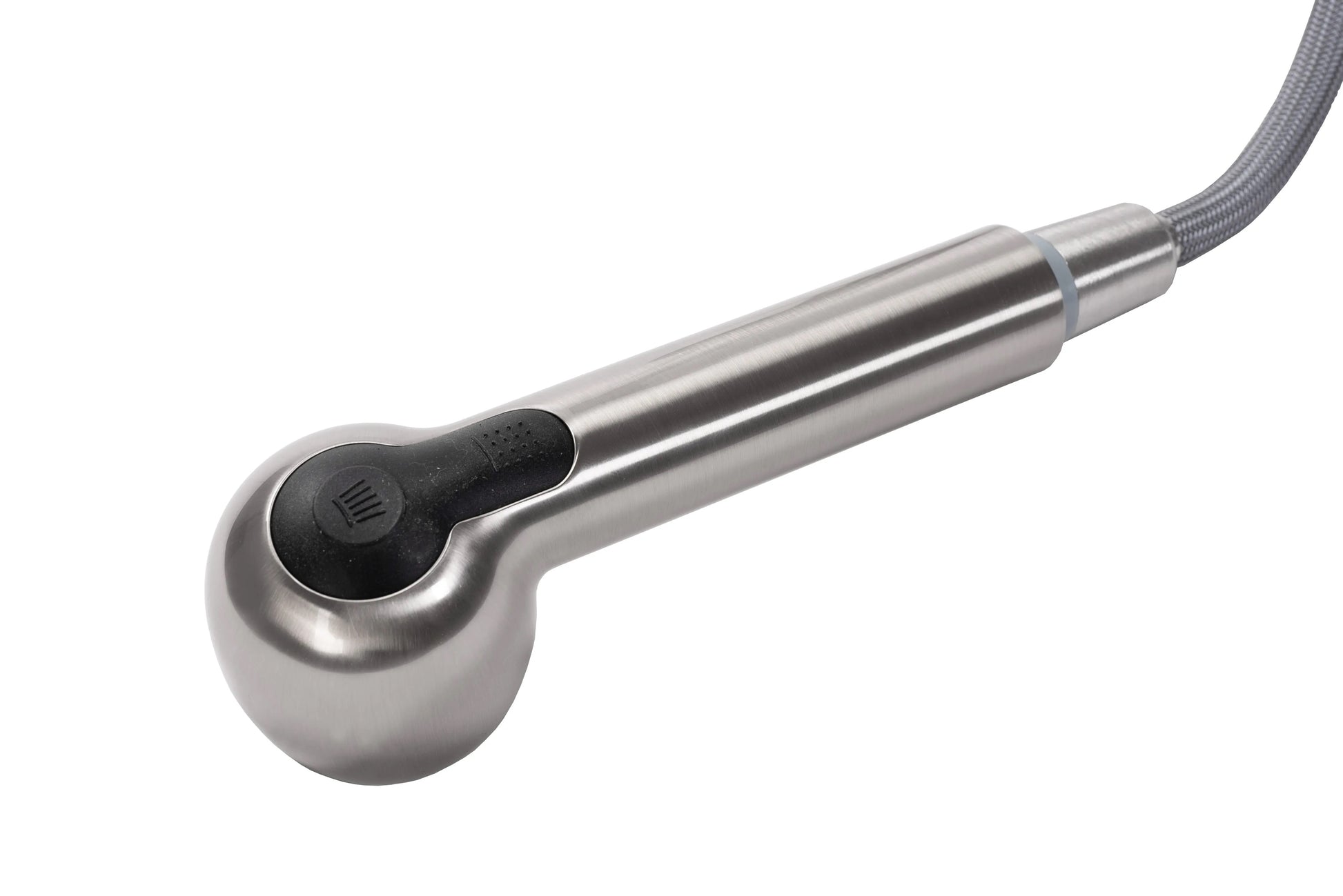 Alt Tag: Кухненски смесител Troy Brush Steel - изтеглящ накрайник с две функции, сатенирано PVD покритие, онлайн магазин KERANOVA