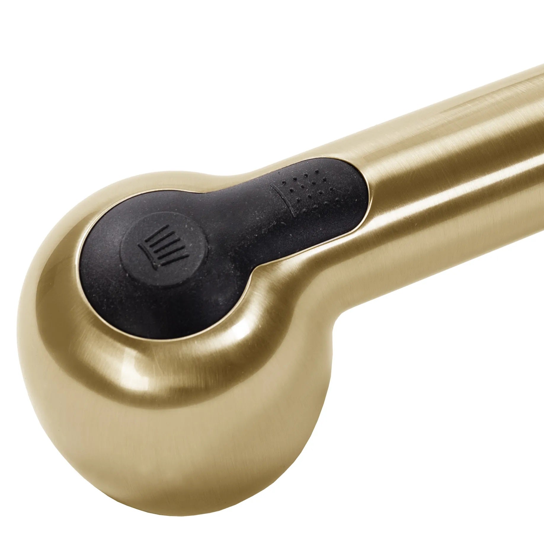 Кухненски смесител Troy Brush Gold – изтеглящ накрайник с две функции, драскано злато, детайл на дунапренов бутон за аератор - KERANOVA