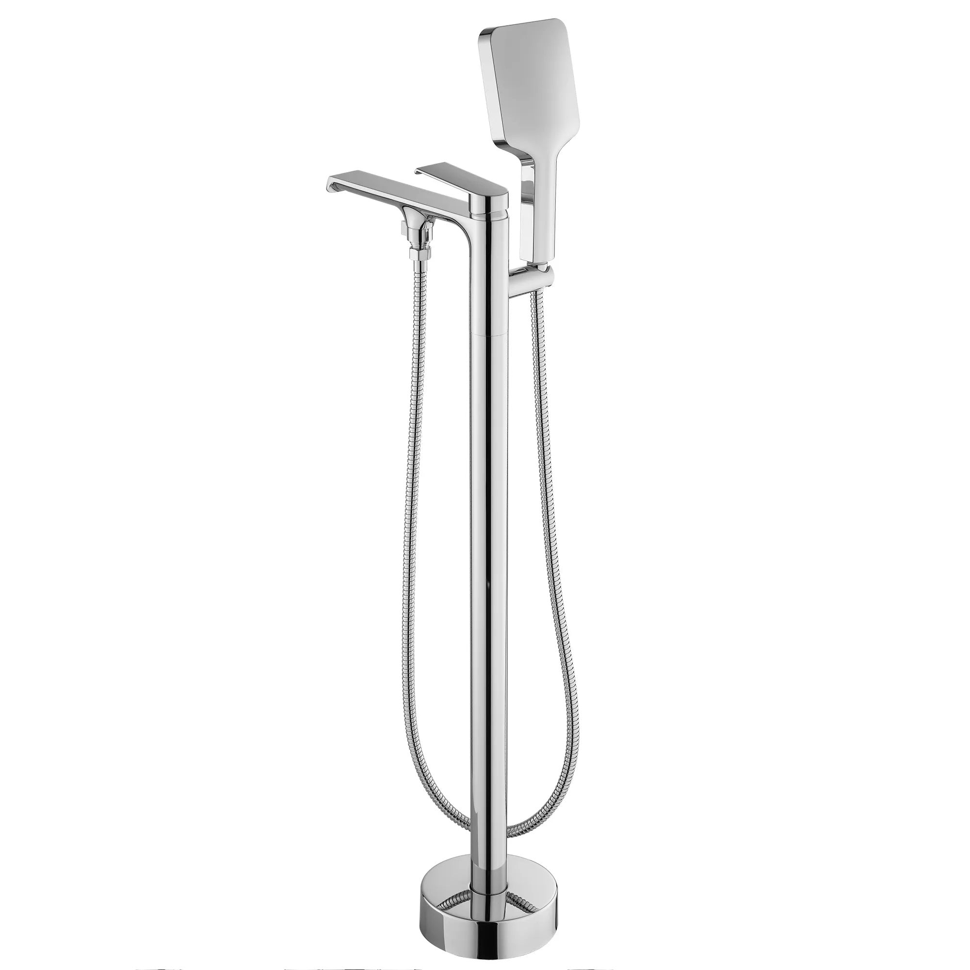 Свободностоящ смесител за вана REA Hass Chrome - хром стоящ смесител с ръчен душ и шлаух, онлайн магазин за обзавеждане за бани KERANOVA