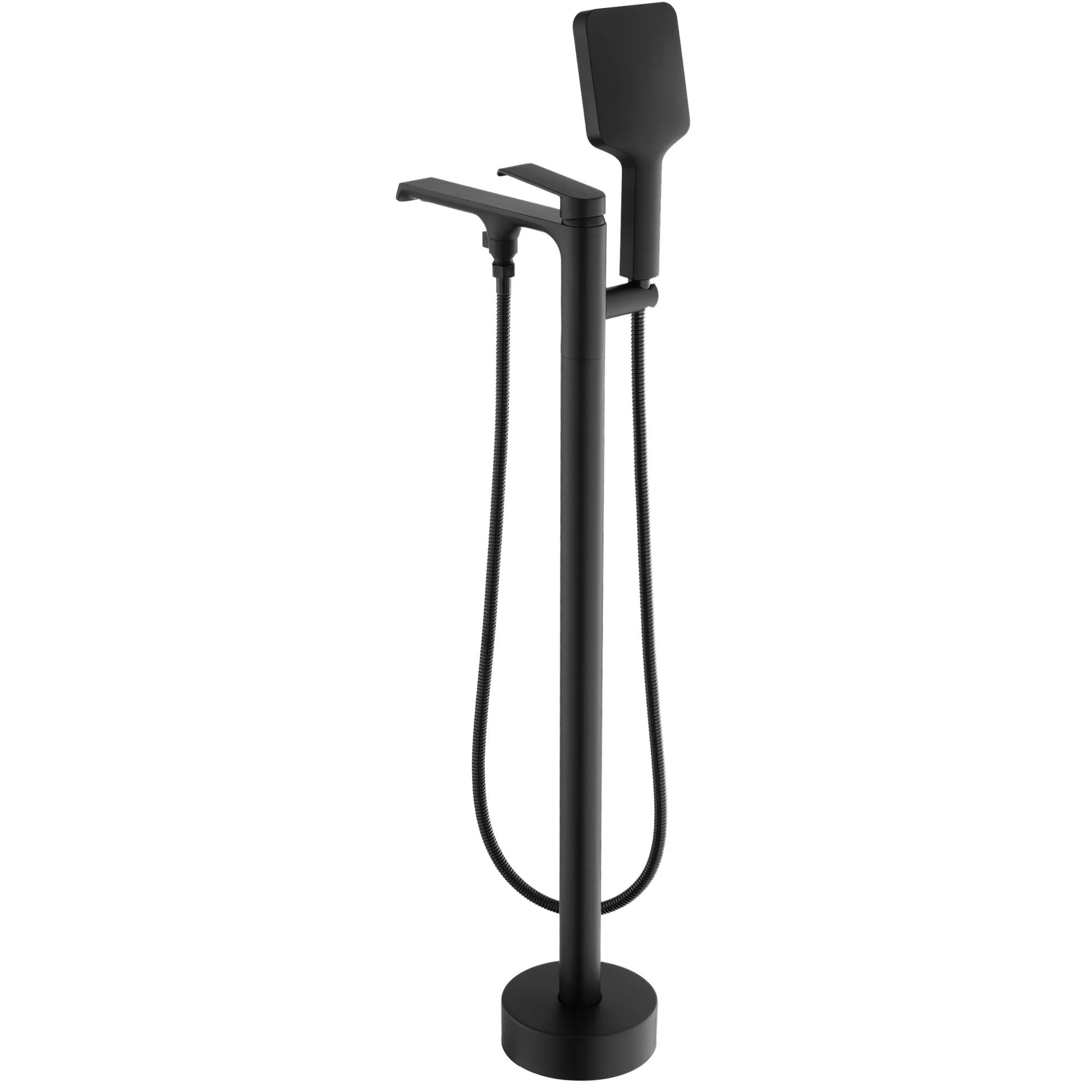 Свободностоящ смесител за вана REA Hass Black - черен мат стоящ смесител с ръчен душ и 150 см шлаух от KERANOVA