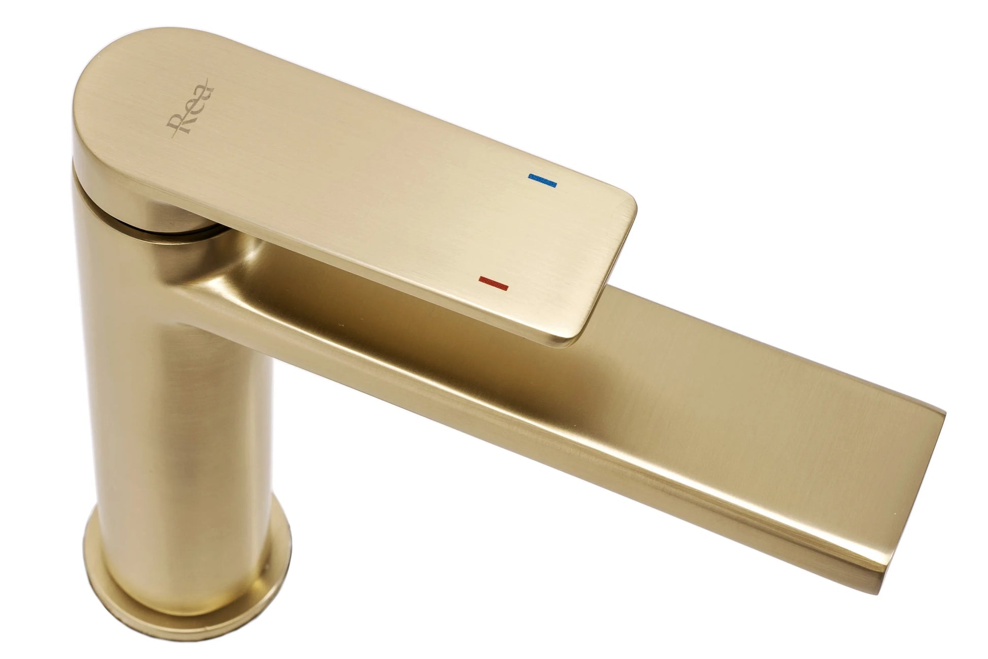 Смесител Verso Brushed Gold - REA златен мат PVD за мивка, модерен дизайн, керамичен механизъм, без изпразнител, KERANOVA