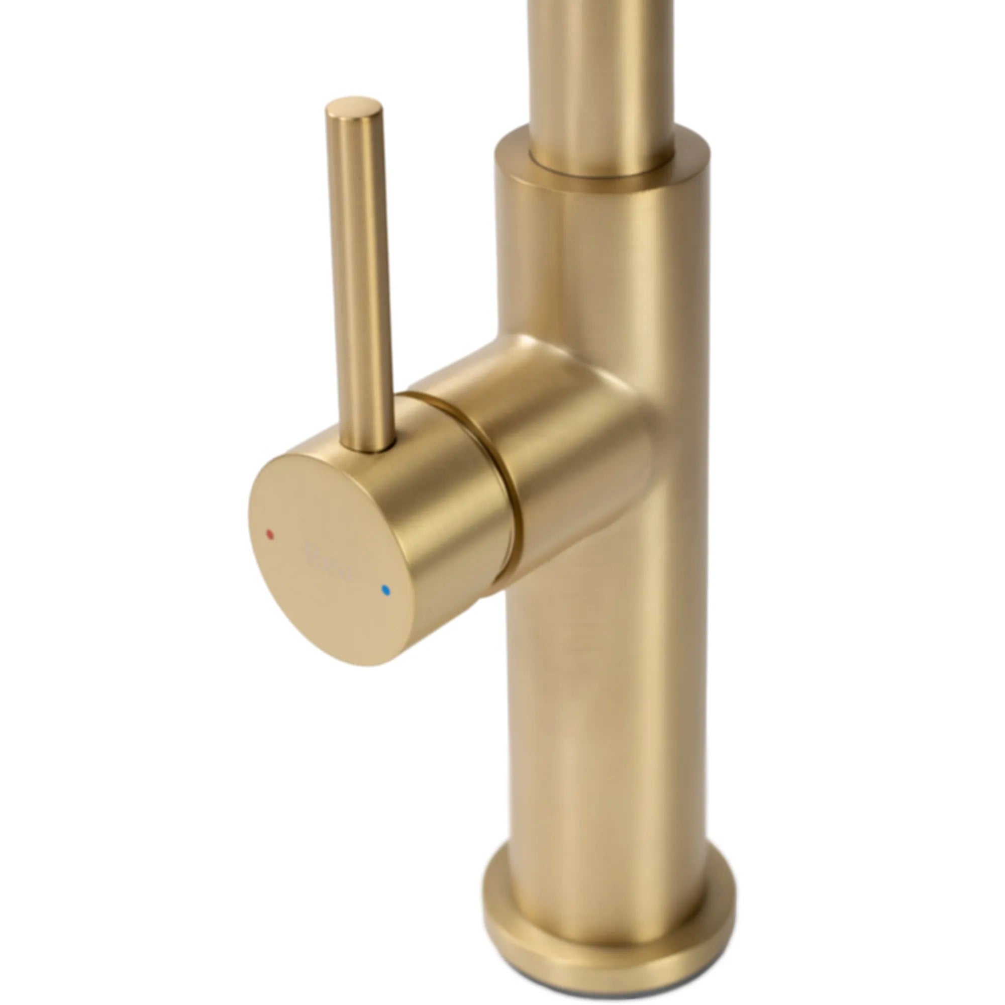 Кухненски смесител Nest Gold Brush - едноръкохватков златен PVD, изтеглящ накрайник, еднодупков монтаж, онлайн магазин KERANOVA