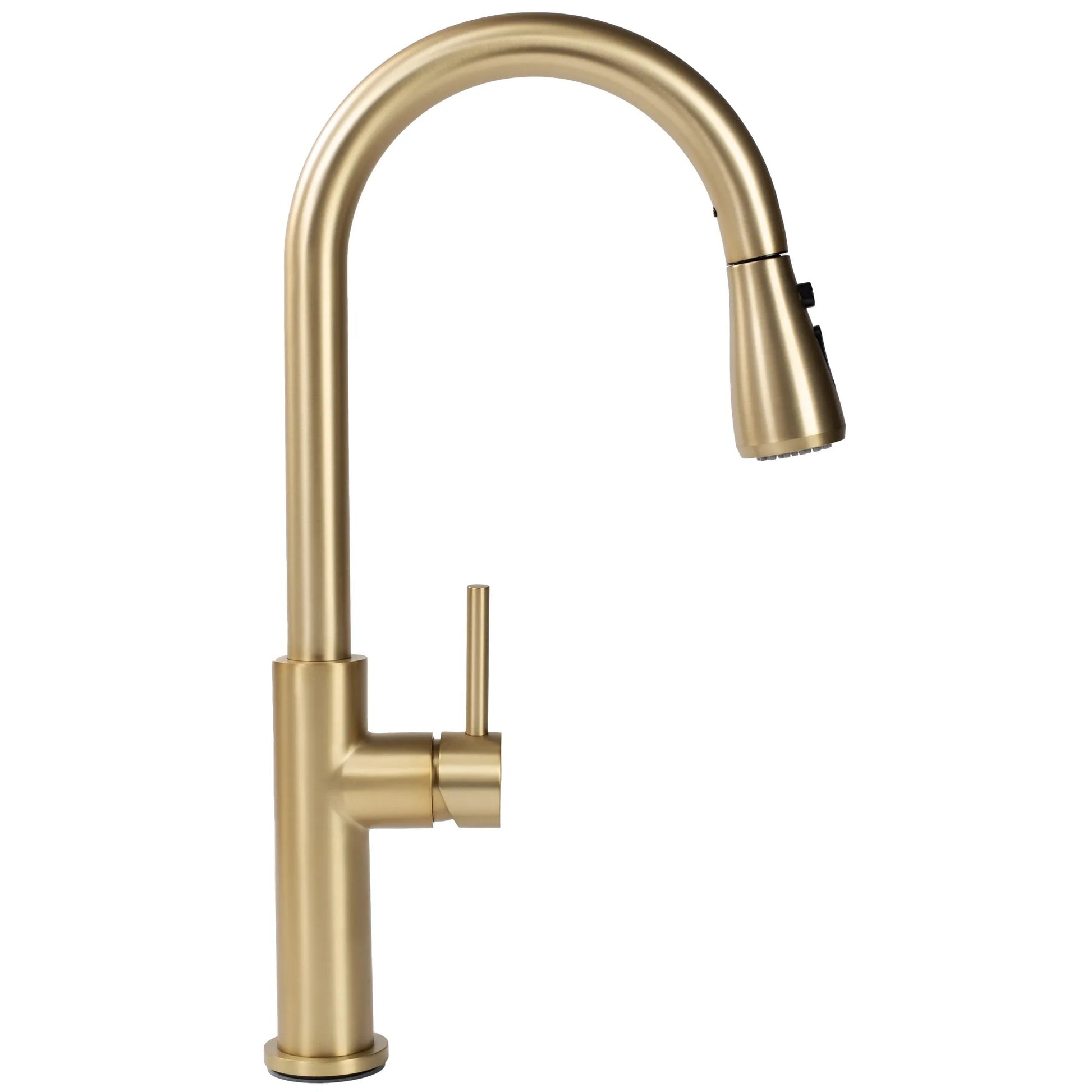 Кухненски смесител Nest Gold Brush с изтеглящ накрайник, PVD драскано злато, едноръкохватков, онлайн магазин KERANOVA