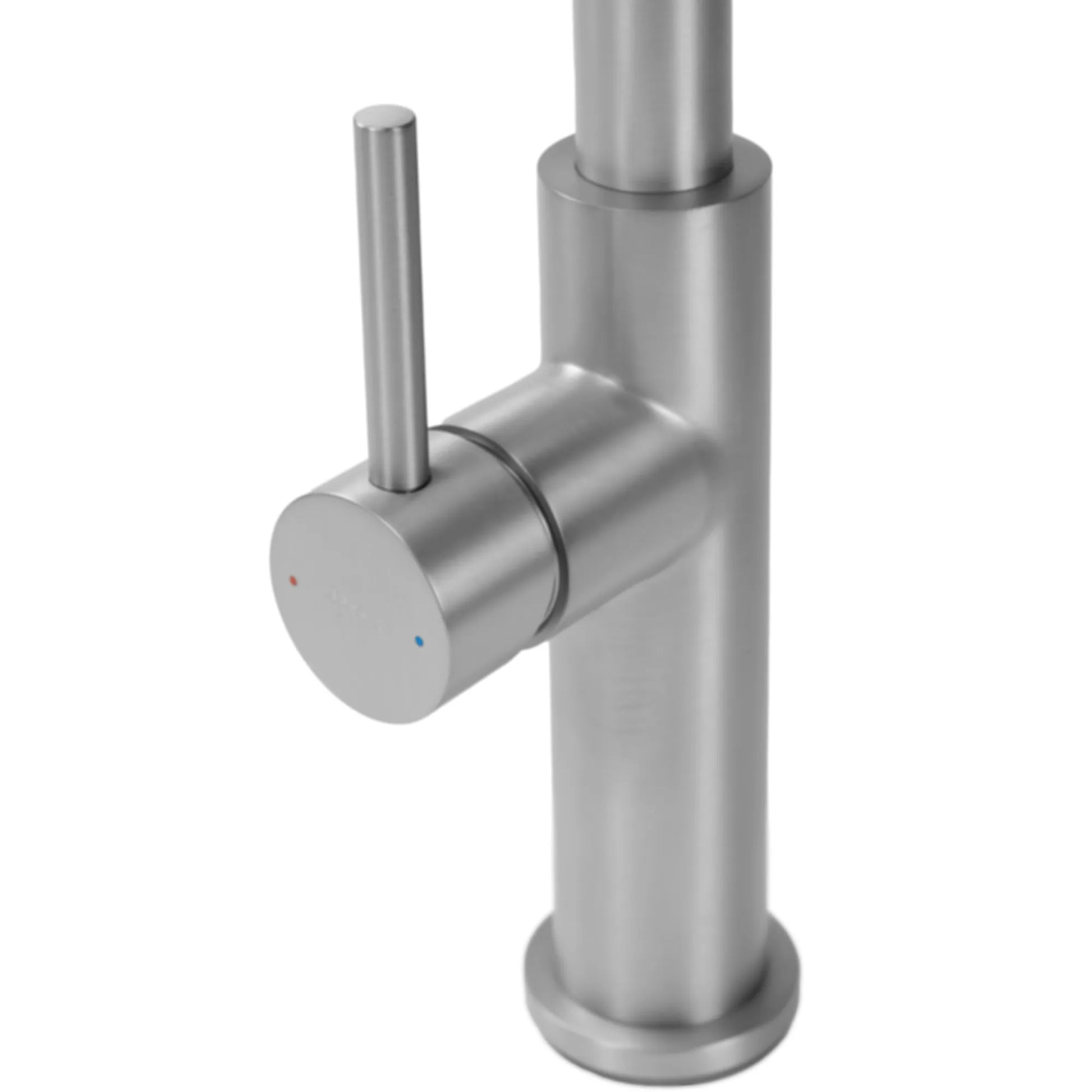 Кухненски смесител Nest Brush Steel - едноръкохватков сатениран смесител с изтеглящ накрайник, керамичен механизъм, aератор - KERANOVA