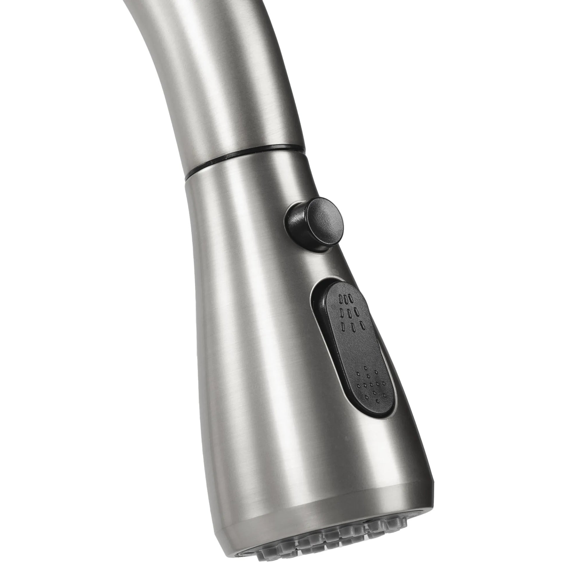 Alt Tag: Кухненски смесител Nest Brush Steel - изтеглящ накрайник с две функции, сатенирано PVD покритие за онлайн магазин KERANOVA