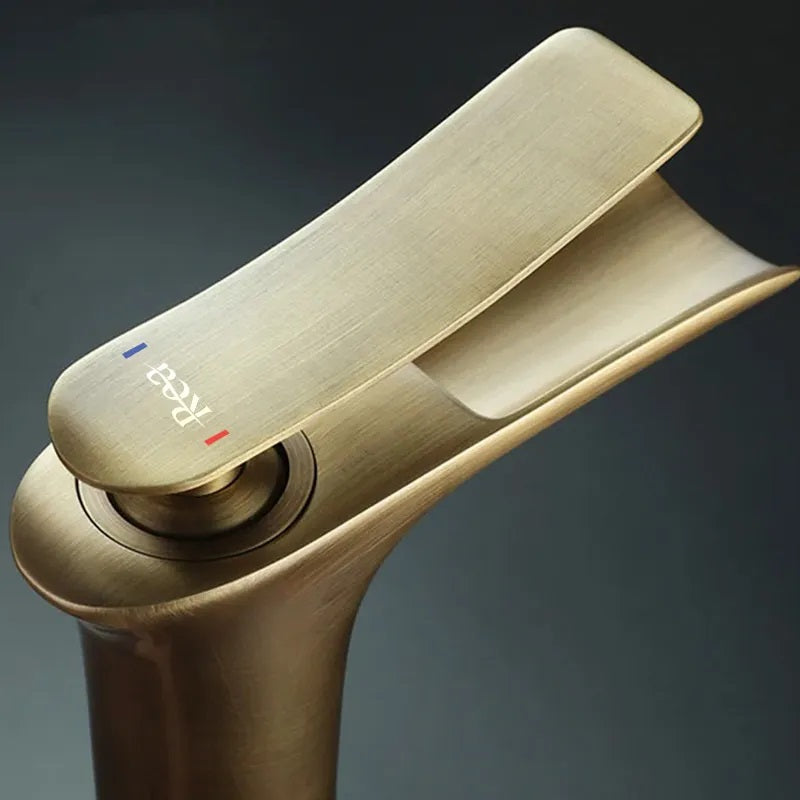 Laguna Antique Brush Gold High висок смесител за мивка купа антично злато KERANOVA онлайн магазин