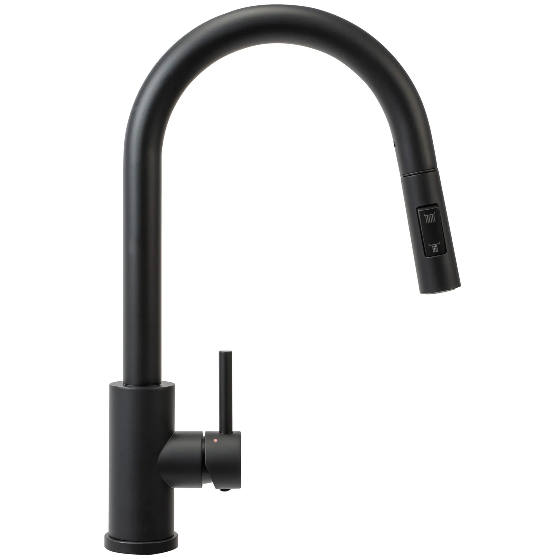 Кухненски смесител Fresh Black - едноръкохватков матов черен смесител с изтеглящ душ, керамичен механизъм, аератор | онлайн магазин KERANOVA