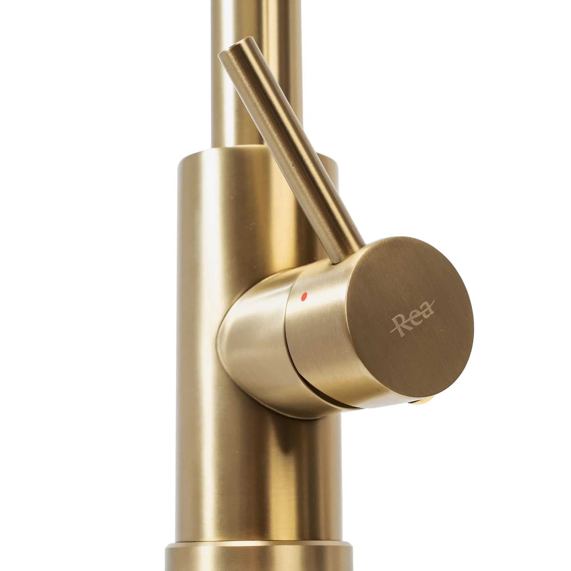 Кухненски смесител Fresh Brush Gold - матово златно PVD, едноръкохватков смесител Rea с изтеглящ накрайник, онлайн магазин KERANOVA
