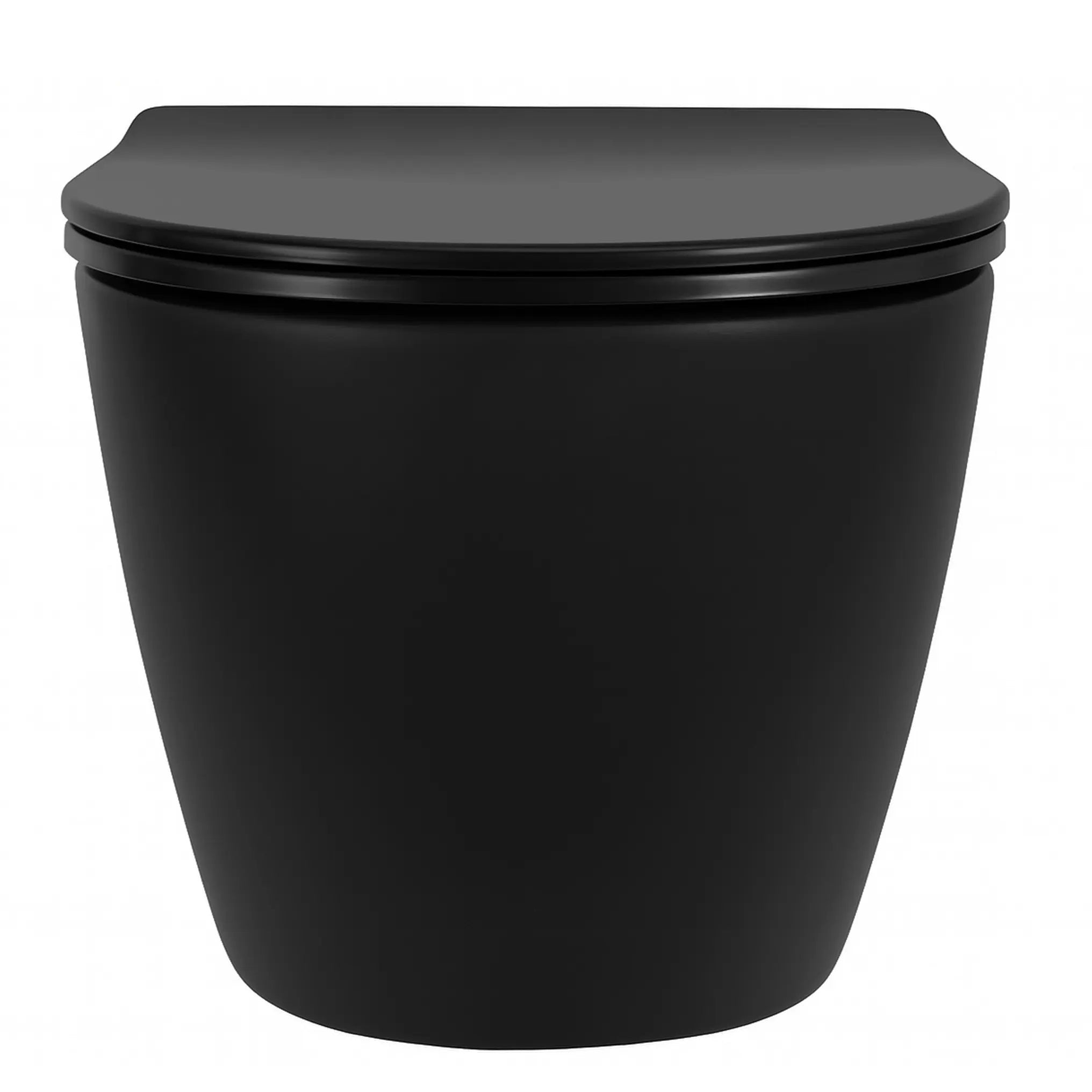 Тоалетна чиния Rea Carlo Mini Tornado NF BLACK MATT, конзолна черен мат 49 см с бавно падане, за обзавеждане за баня