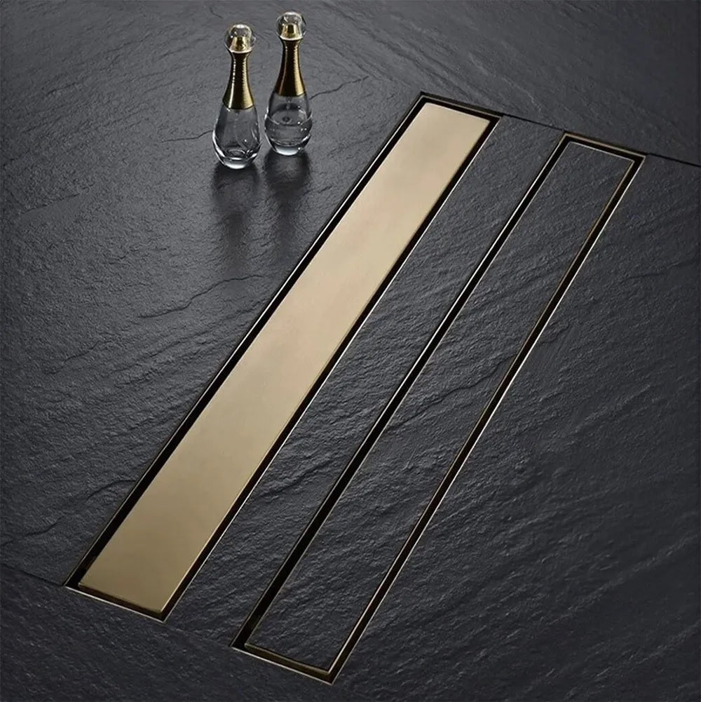 Neox Pro Brush Gold за плочка или плътна решетка 60,70,80,90 и 100 см. - матирано злато. линеен сифон матирано злато KERANOVA