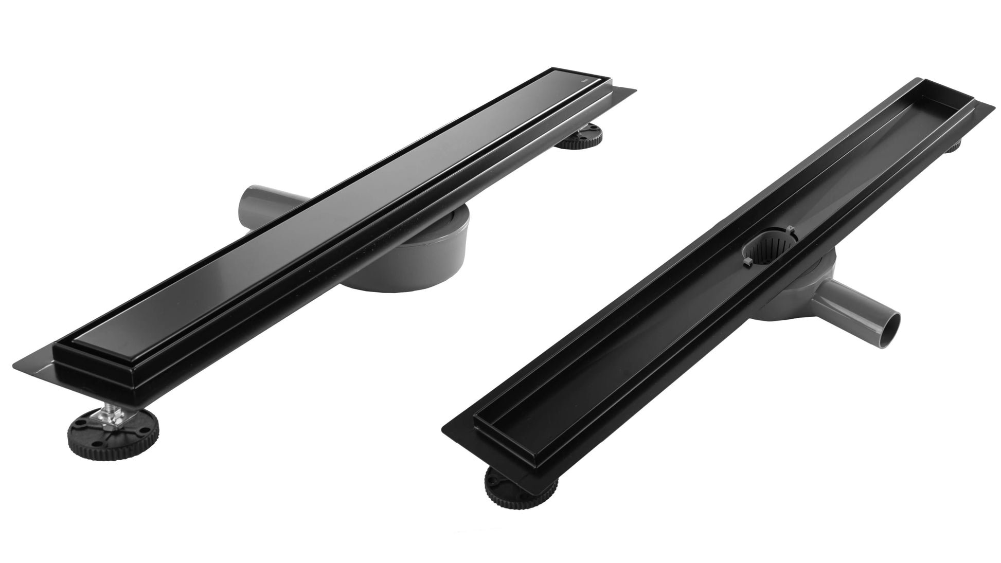 Neox Pro Black за плочка или плътна решетка 60,70,80,90 и 100 см. - линеен сифон за баня Neox Pro Black, черен, нисък монтаж, KERANOVA онлайн магазин