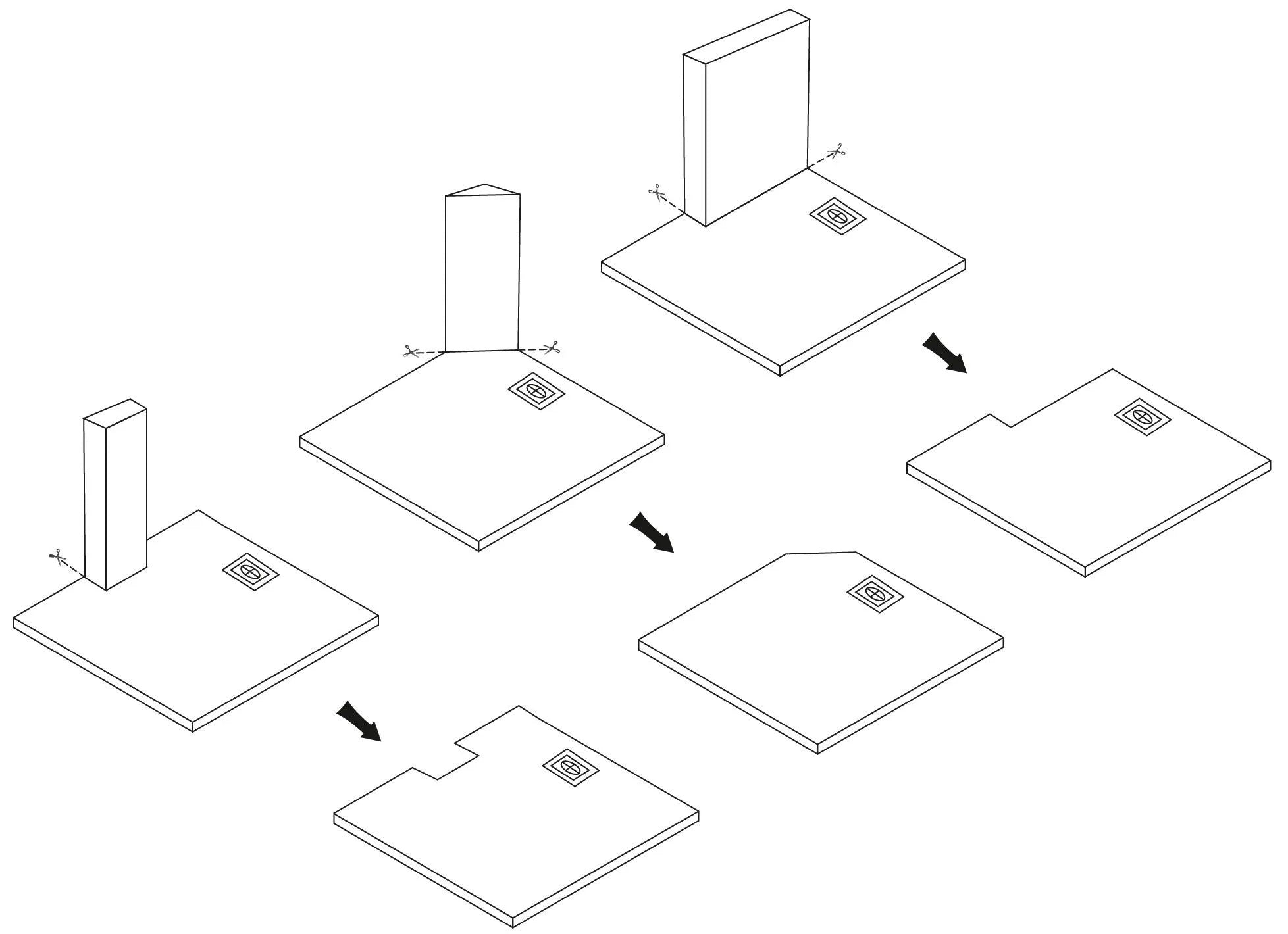 Душ корито Bazalt Black - 100х80, 90х90, 120х80 и 120х90 см. монтажни варианти и изрязване за пасване към стени, анти-слип повърхност, KERANOVA
