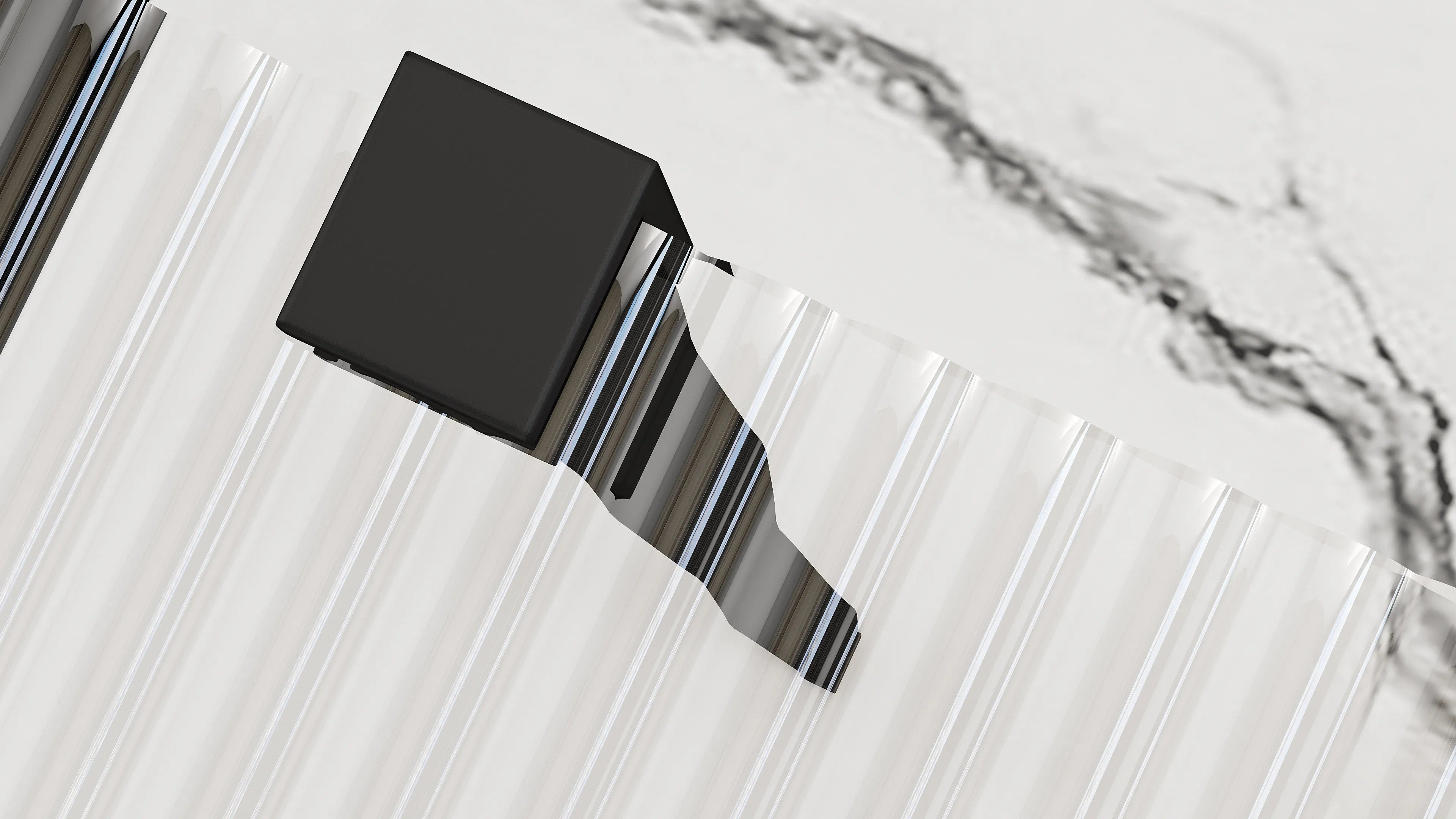 Душ параван REA Aero Intimo Black Mat 100х200 см. – детайл телескопичен държач и черен мат алуминиев профил, 8 мм релефно закалено стъкло, KERANOVA