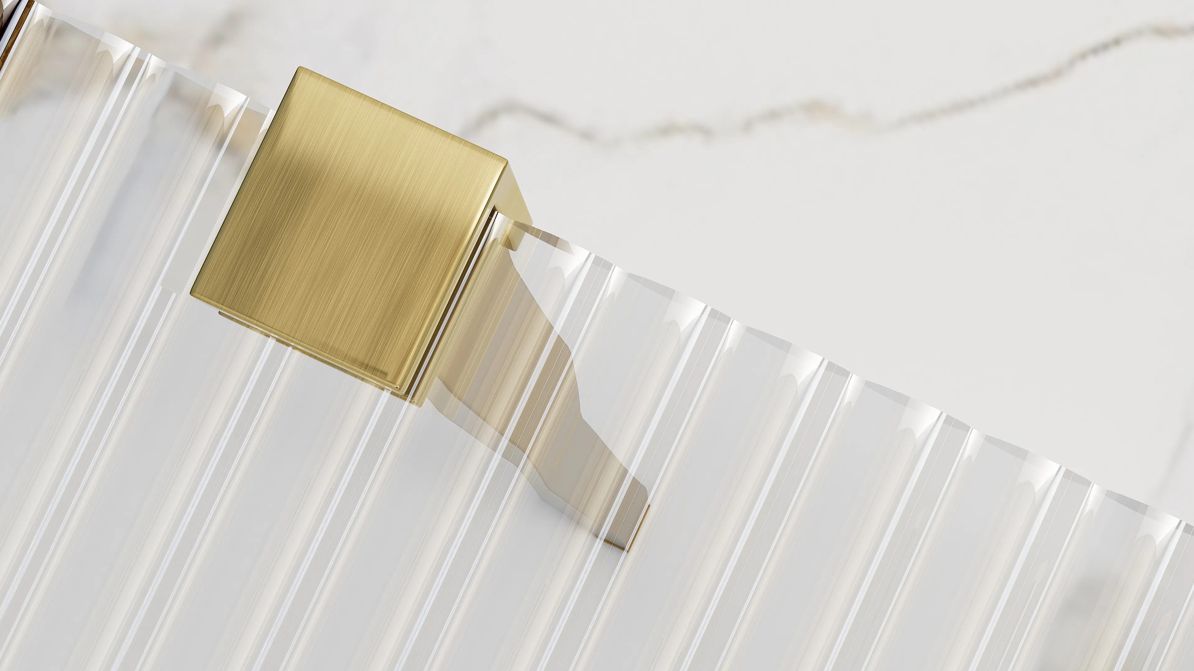 Душ параван REA Aero Intimo Gold Brush 90х200 см. – детайл златен телескопичен държач и релефно 8 мм стъкло, KERANOVA онлайн магазин