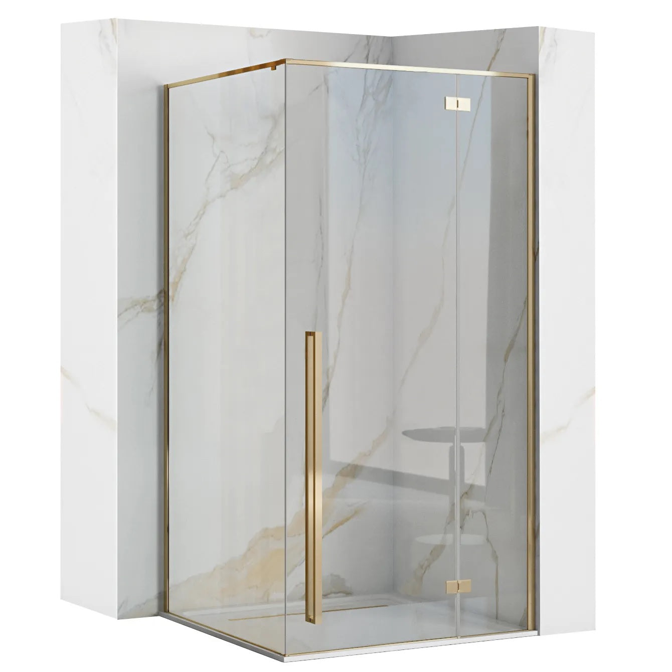 Душ кабина Rea Fargo Gold 90x120 в златен обков, закалени стъкла с антикалк покритие — онлайн магазин за обзавеждане за бани KERANOVA