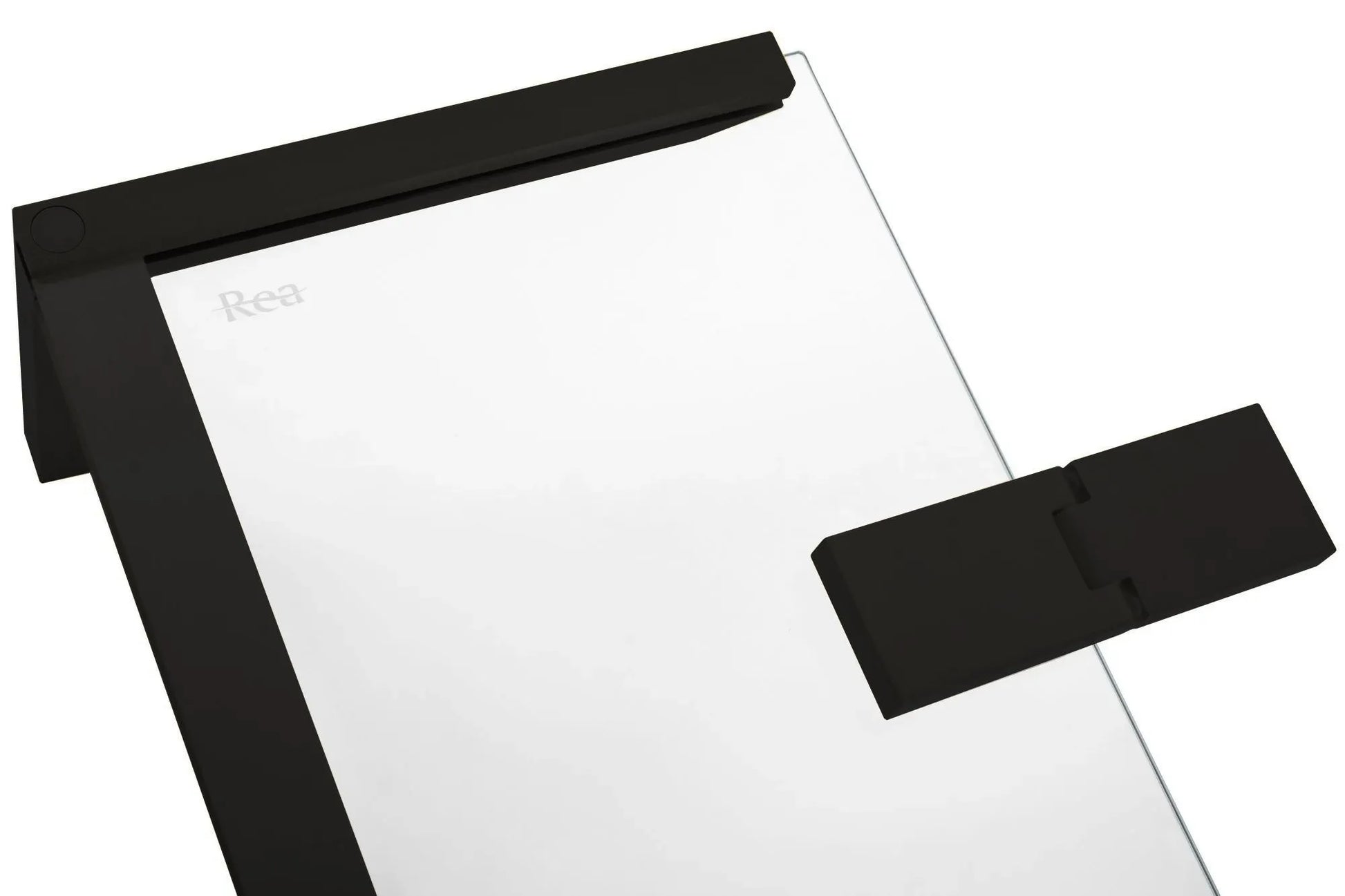 Душ кабина Rea Hugo Double Black 80x80 - близък план на черен мат обков и закалено стъкло, онлайн магазин за обзавеждане за бани KERANOVA