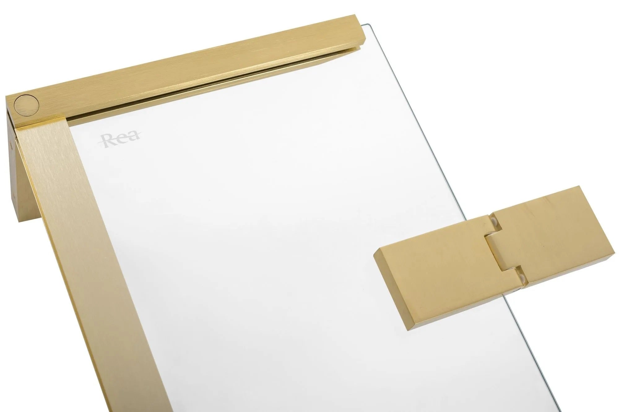 Душ кабина Rea Hugo Gold Brush 100x100 с матово златни обков и закалено стъкло, антикалк покритие – онлайн магазин KERANOVA