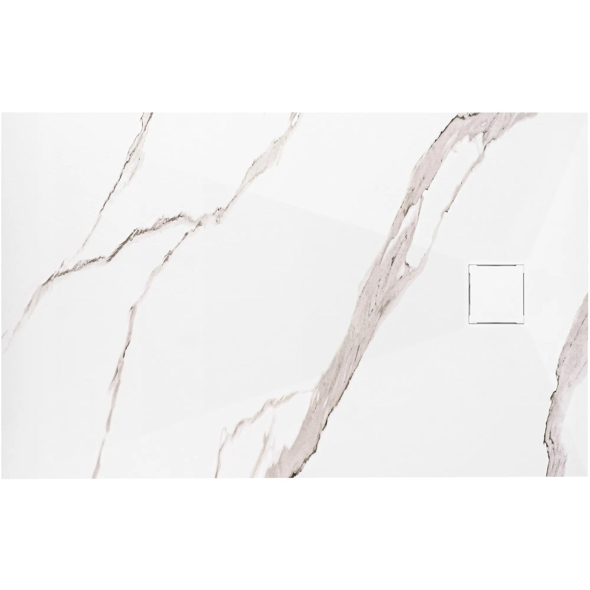 Alt Tag: Душ корито Magnum Carrara White - 100х80, 90х90 и 120х90 см. бяло корито с мраморен ефект, анти-слип покритие, включен сифон - KERANOVA онлайн магазин