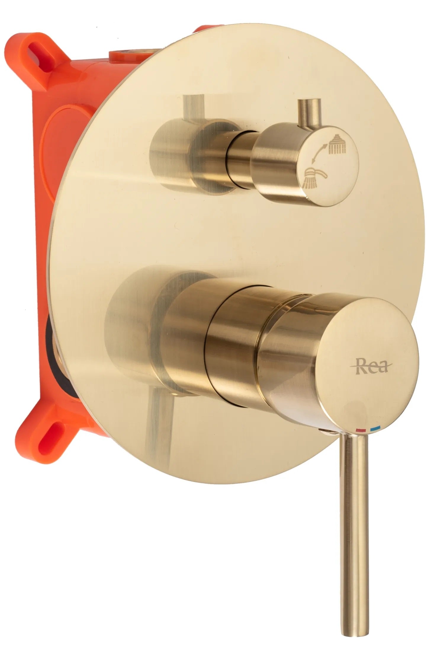 Вградена душ система Rea Lungo Gold Matt + Box - матирано злато, матово златно вградено тяло с EasyBox за онлайн магазин KERANOVA