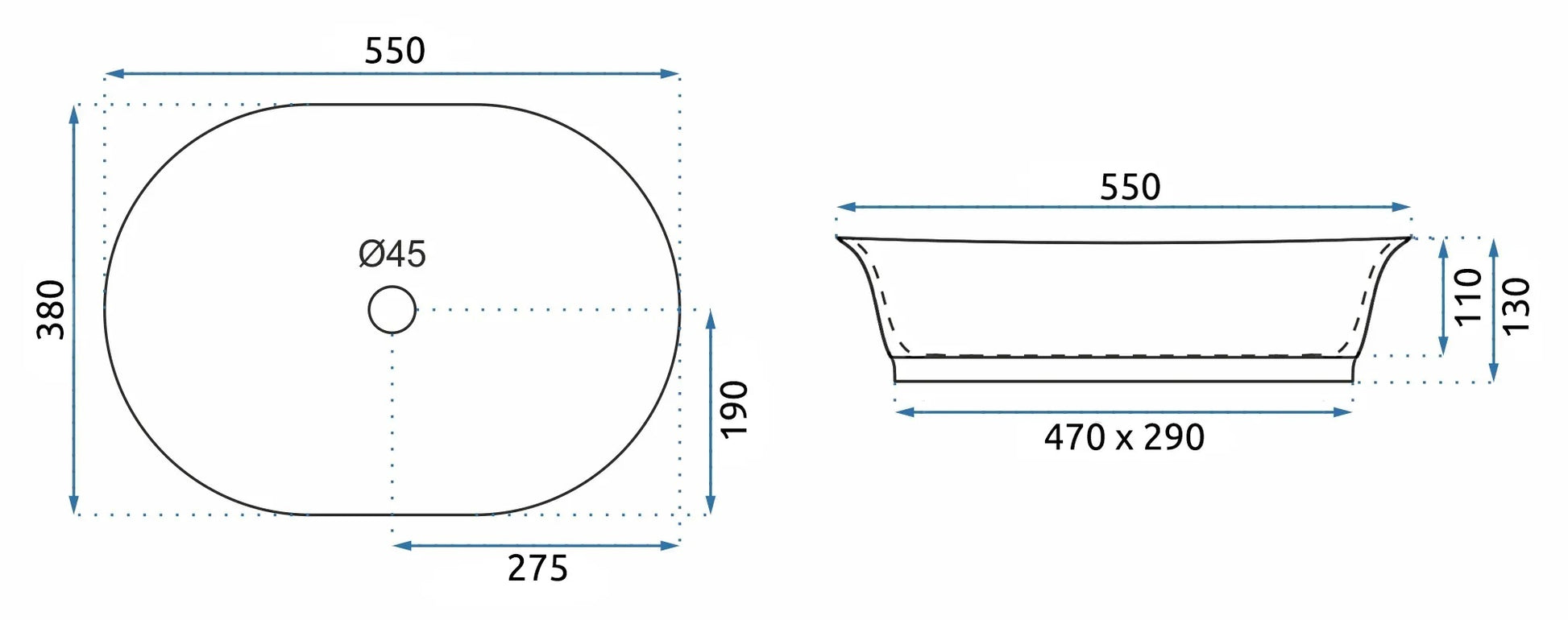 Умивалник за плот Wilma Rustic 55х38 см. - дизайнерски умивалник старо злато, монтаж върху плот, размери 55x38x13 см, онлайн магазин KERANOVA