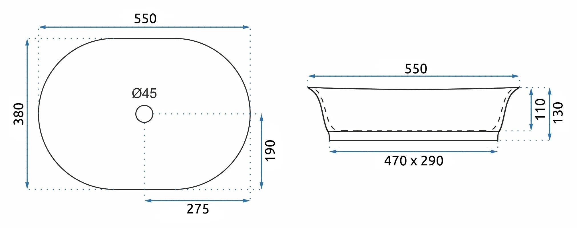 Умивалник за плот Wilma Rustic 55х38 см. - дизайнерски умивалник старо злато, монтаж върху плот, размери 55x38x13 см, онлайн магазин KERANOVA