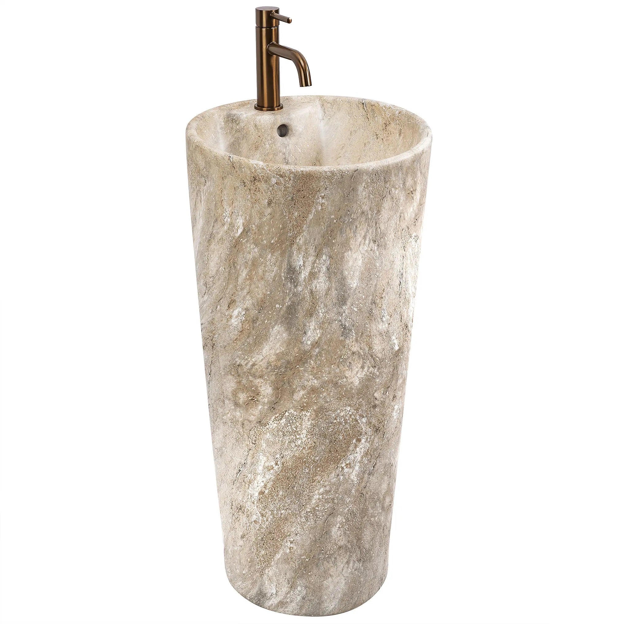 Свободностояща мивка Blanka Savana Matt Marble Ф40 см. – луксозна мивка за баня от санитарна керамика, мивки за баня