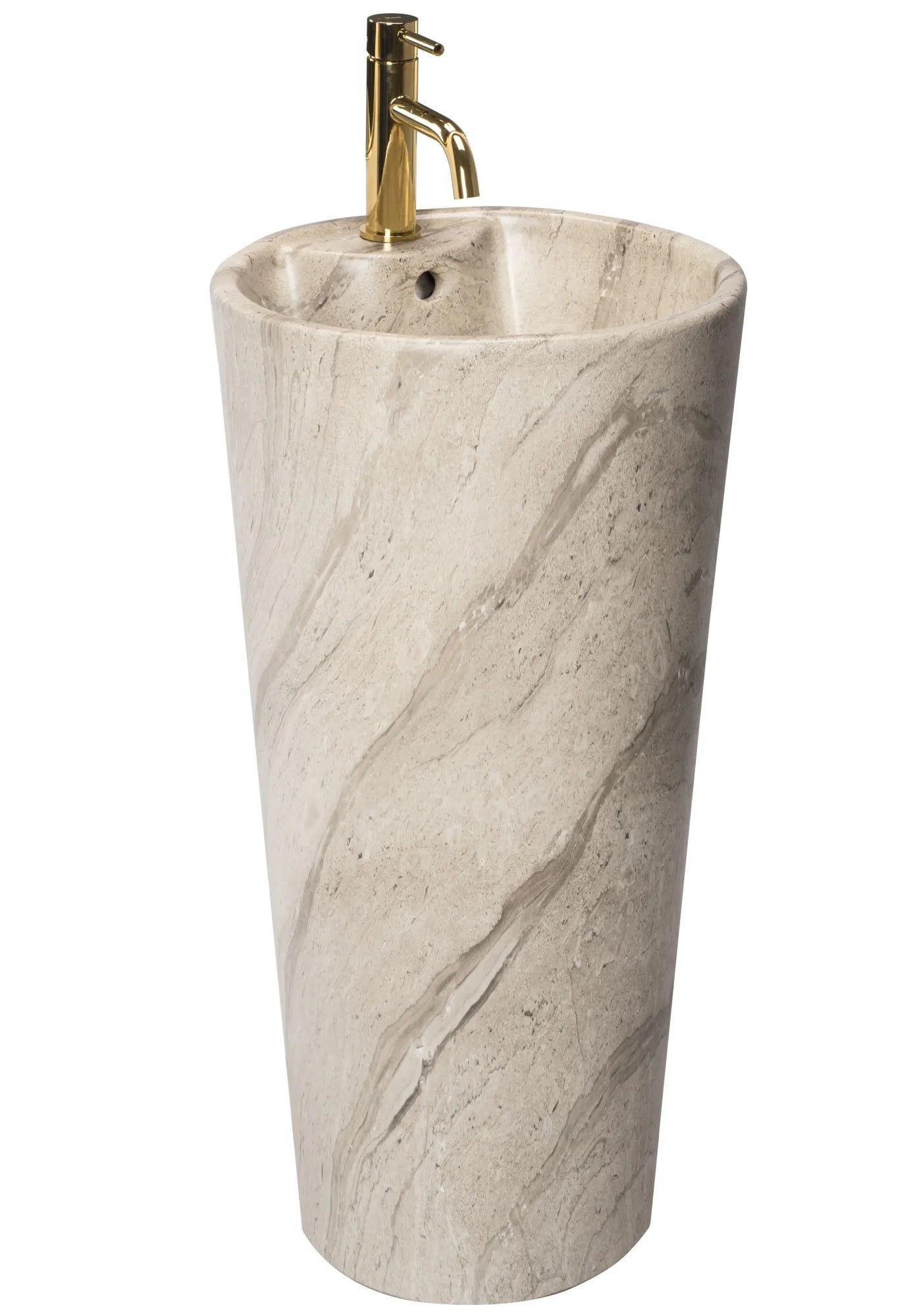 Свободностояща мивка Blanka Natural Matt Marble Ф40 см. монолитна порцеланова мивка в мраморен матов дизайн за баня KERANOVA