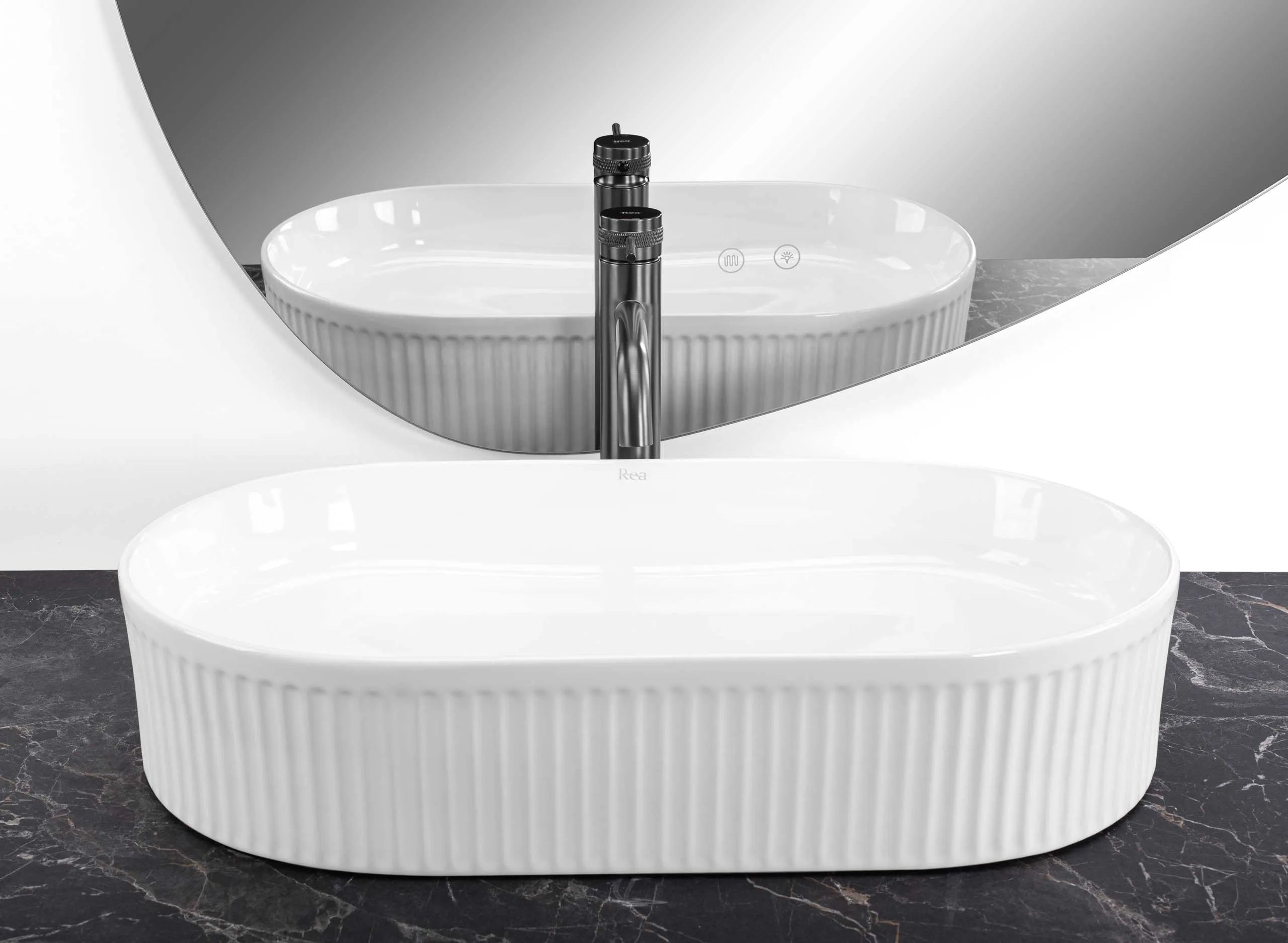 Alt Tag: Умивалник за плот Vanda 61 60х34 см. снежнобял керамичен умивалник за плот REA Vanda 61 в онлайн магазин за обзавеждане за бани KERANOVA