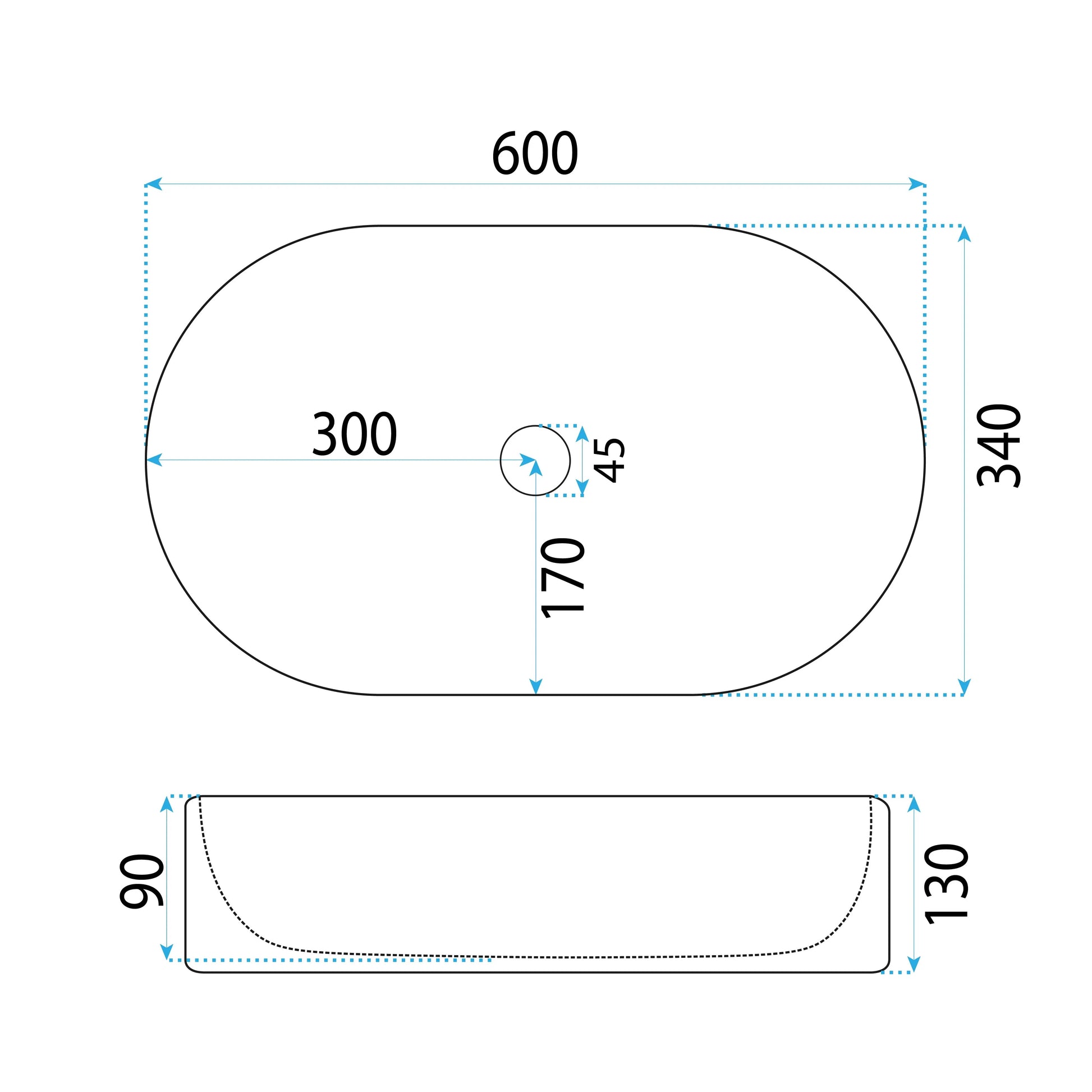 Умивалник за плот Vanda 61 60х34 см. снежнобял плотен умивалник REA Vanda 61 монтаж върху плот, размери 60x34x13 см за онлайн магазин KERANOVA