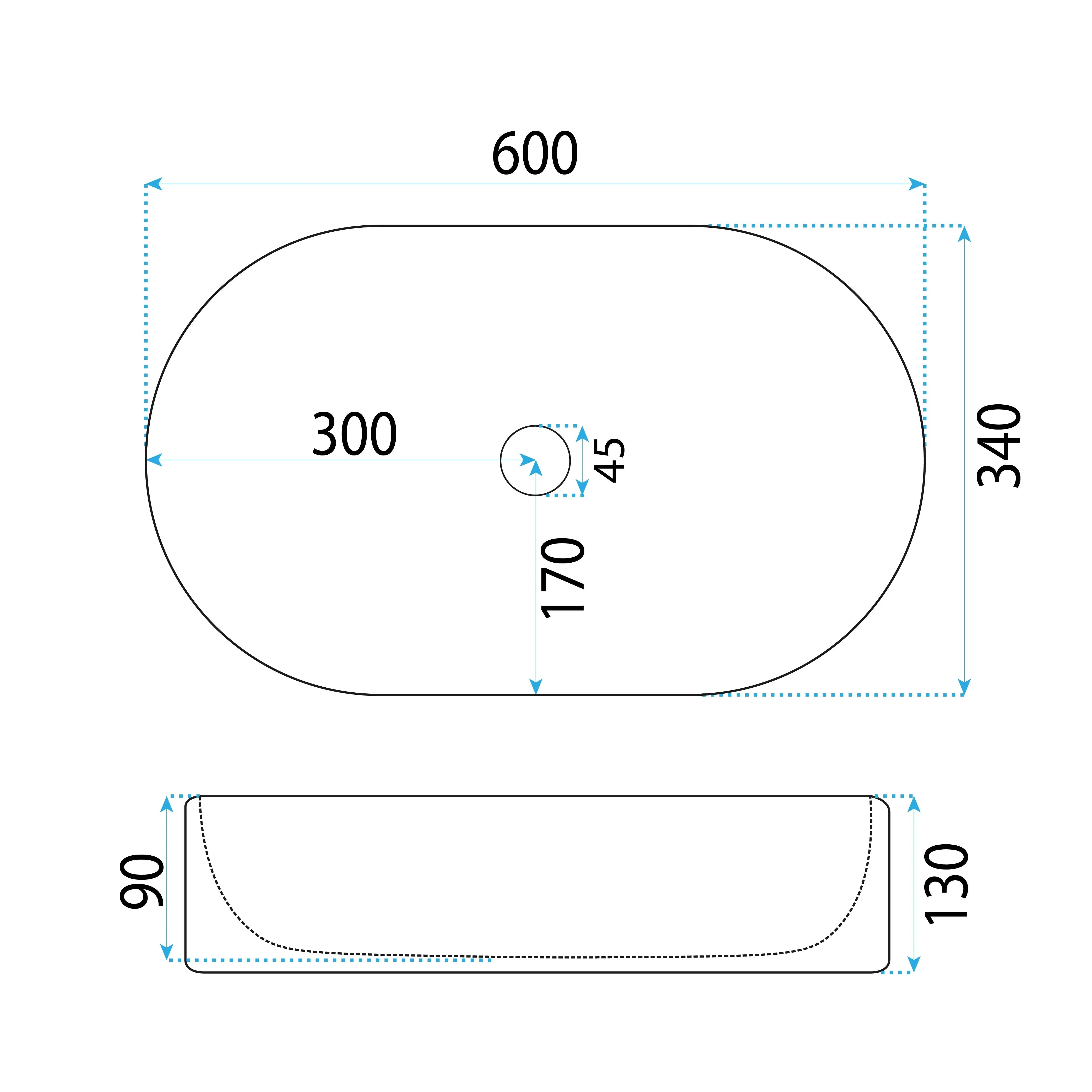 Умивалник за плот Vanda 61 60х34 см. снежнобял плотен умивалник REA Vanda 61 монтаж върху плот, размери 60x34x13 см за онлайн магазин KERANOVA