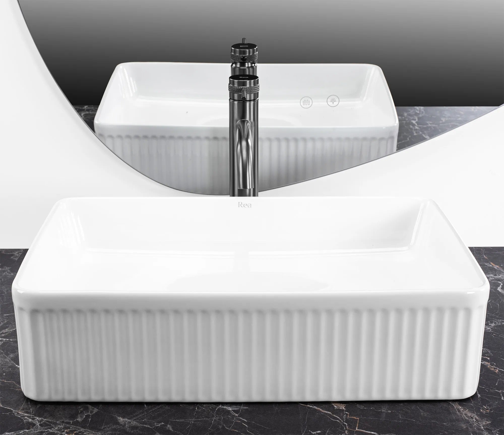 Умивалник за плот Fiorella 50х34 см. снежнобял порцеланов умивалник за плот, тънко стенна мивка за баня | KERANOVA онлайн магазин