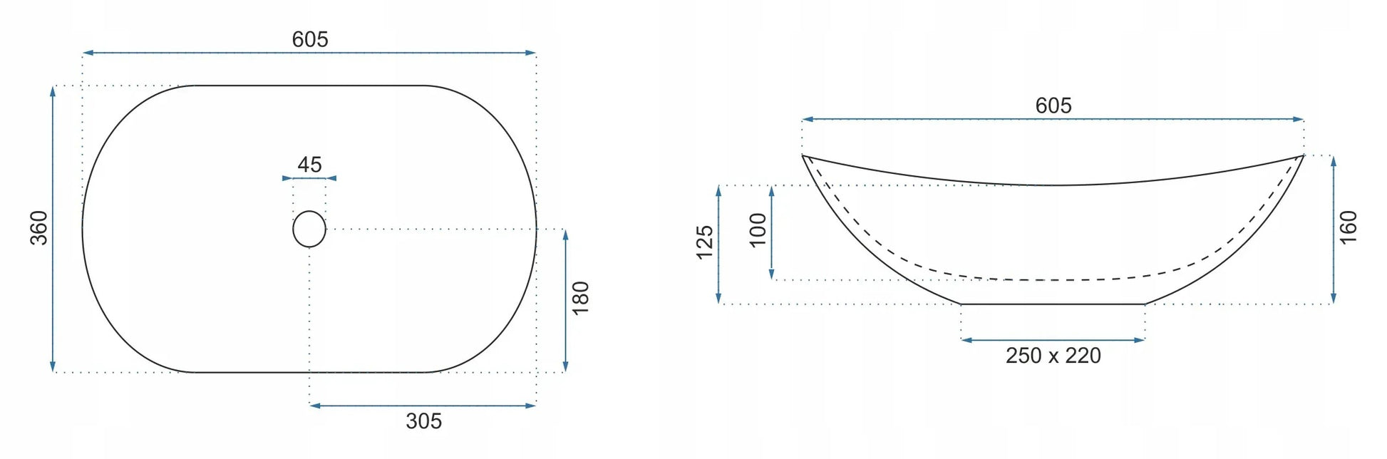 Умивалник за плот Royal Lava Mat 60х36 см. дизайнерски матов умивалник с декор на естествен камък, монтаж върху плот, размери 60x36 см - KERANOVA