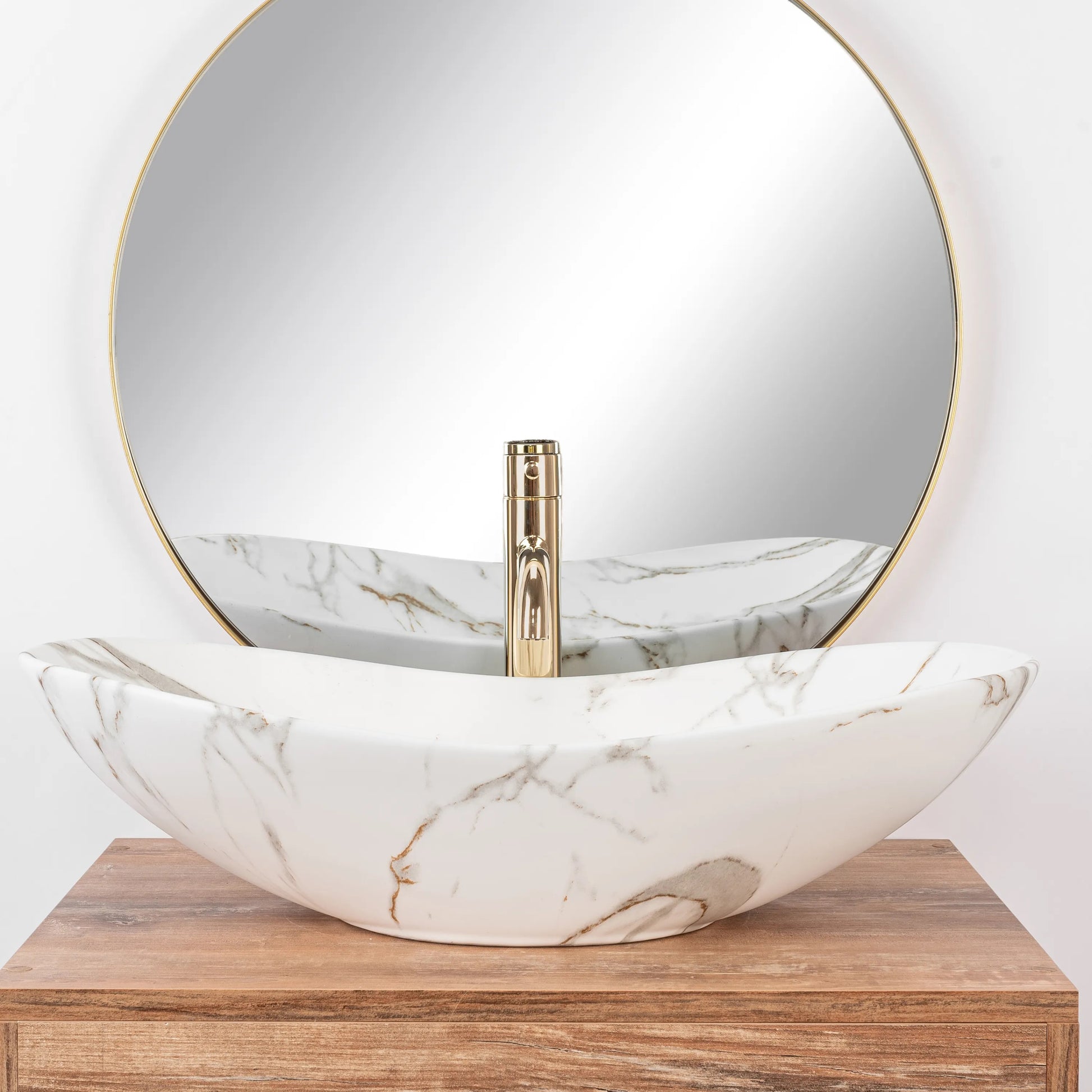 Умивалник за плот Royal Lava Mat 60х36 см. дизайнерски матов умивалник с декор естествен камък, за монтаж върху плот - KERANOVA онлайн магазин