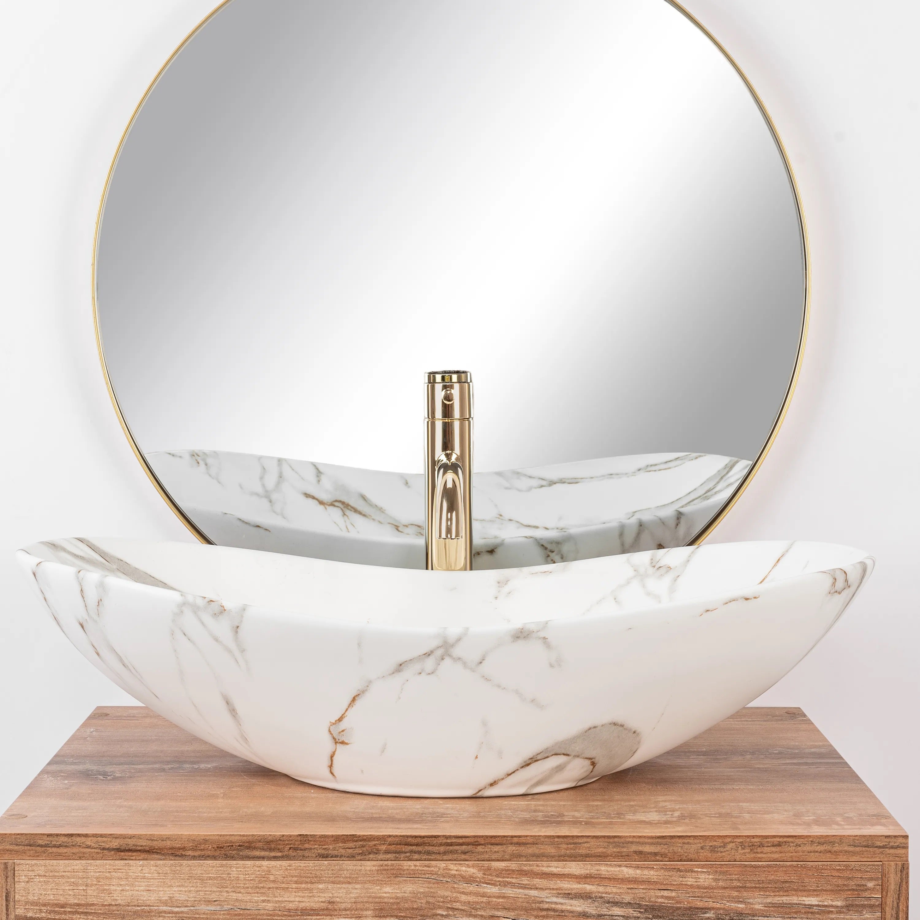 Умивалник за плот Royal Lava Mat 60х36 см. дизайнерски матов умивалник с декор естествен камък, за монтаж върху плот - KERANOVA онлайн магазин