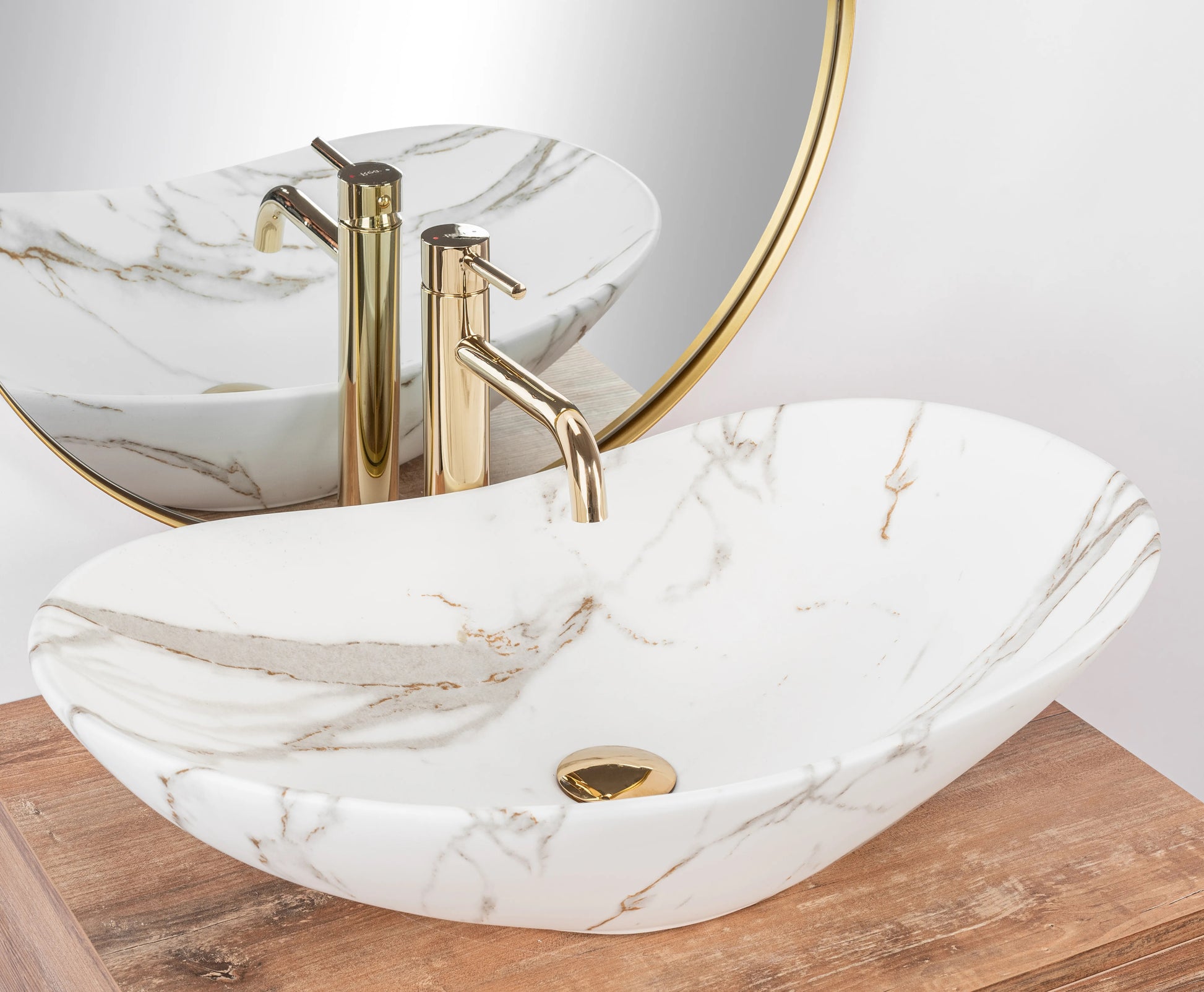 Умивалник за плот Royal Lava Mat 60х36 см. дизайнерски матов умивалник с декор естествен камък, монтаж върху плот - KERANOVA онлайн магазин