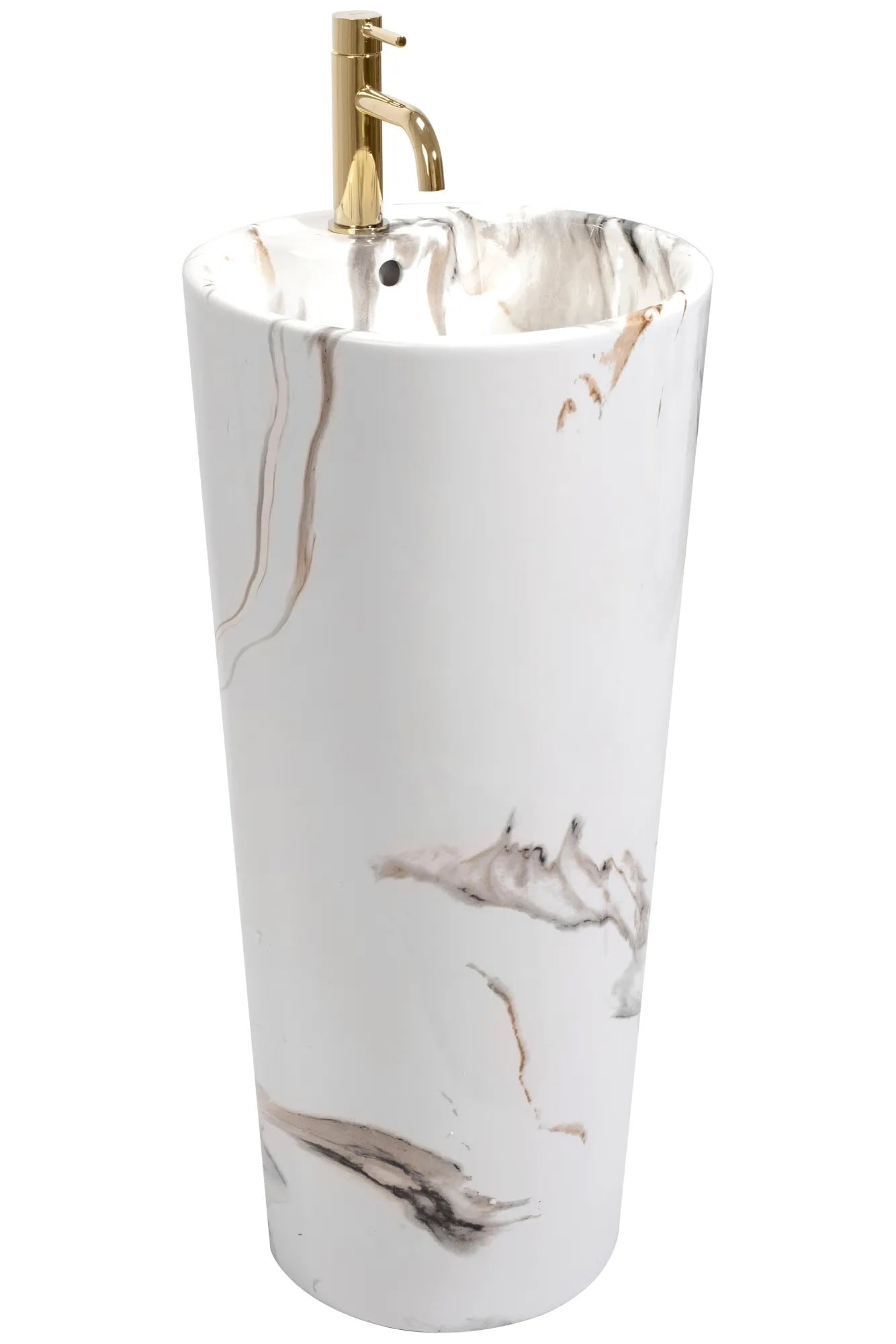Свободностояща мивка Blanka Marble Ф40 см. - порцеланова пиедестална мивка Blanka Marble за баня в онлайн магазин KERANOVA