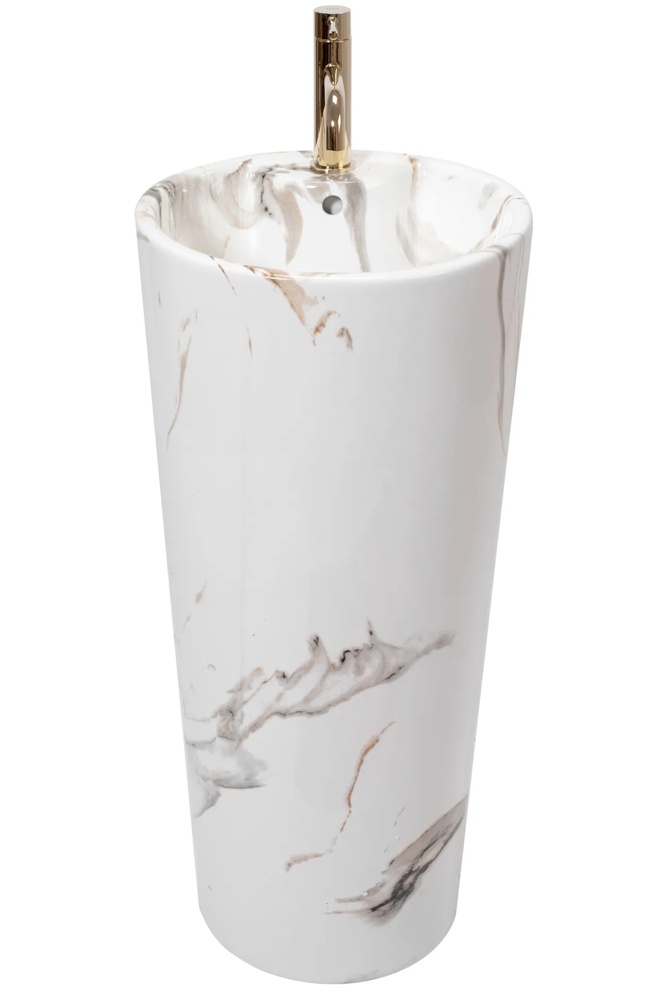 Свободностояща мивка Blanka Marble Ф40 см. монолитна порцеланова мивка с мраморен десен за баня – онлайн магазин KERANOVA