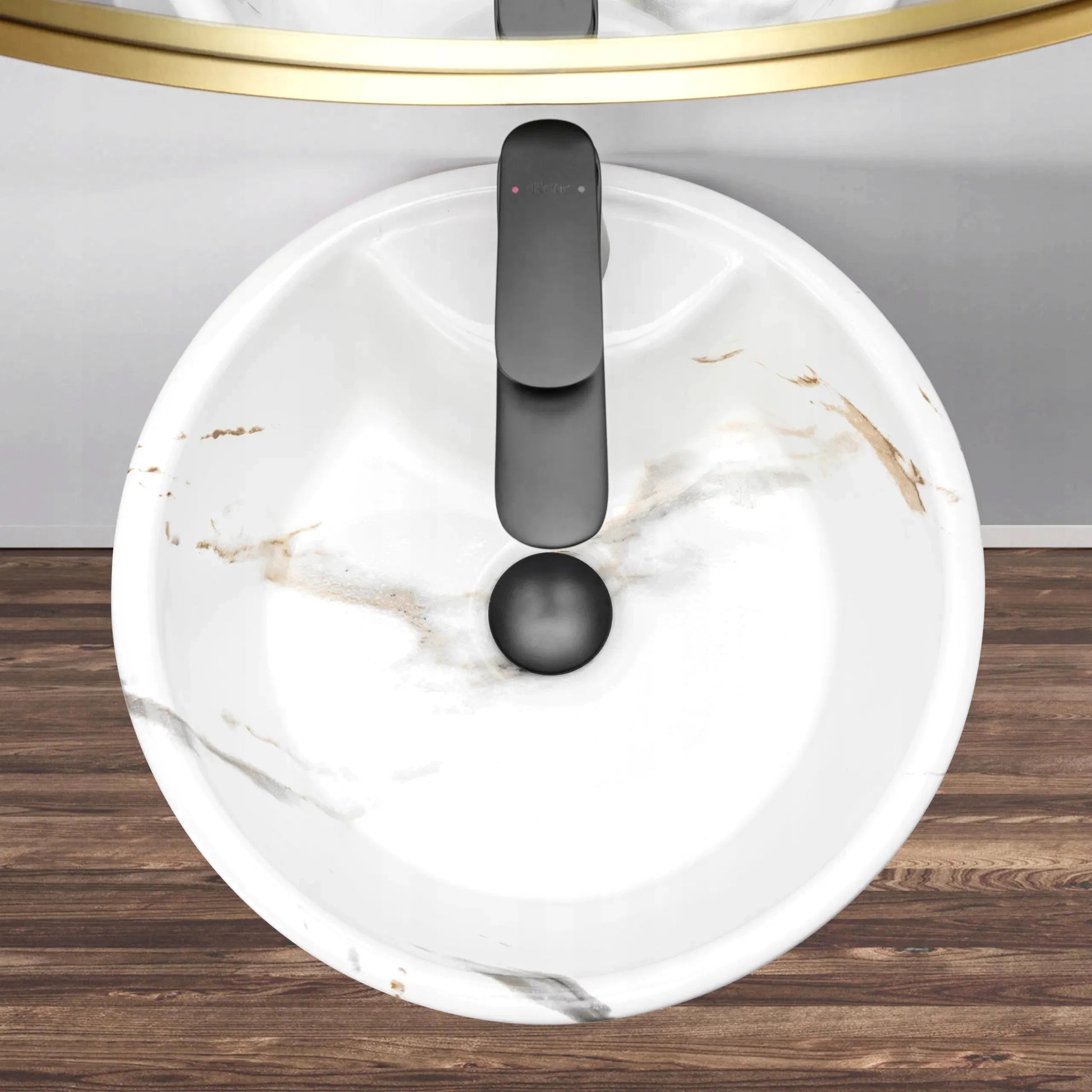 Свободностояща мивка Blanka Marble Ф40 см. - порцеланова бяла мраморна мивка за баня от онлайн магазин KERANOVA