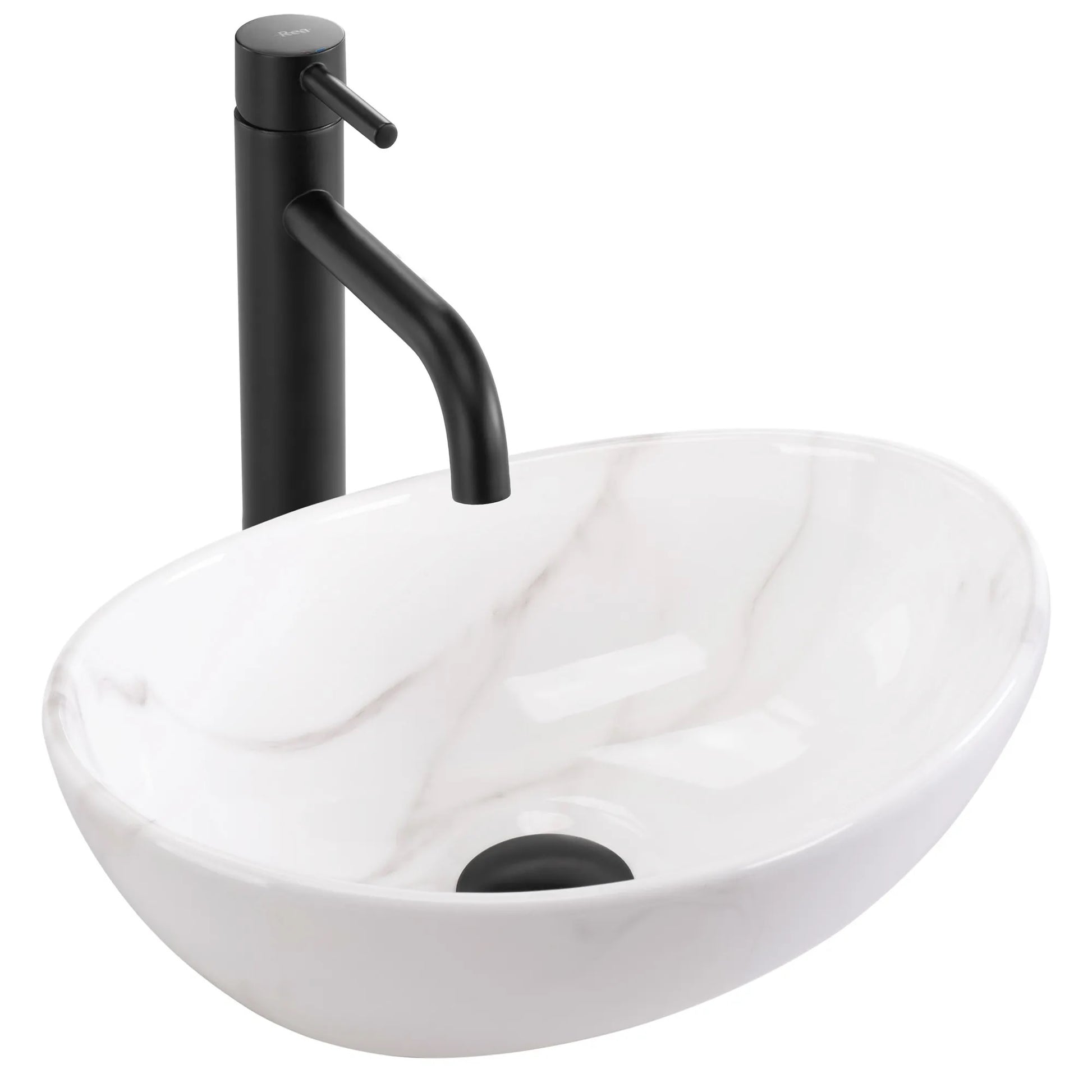 Умивалник за плот Sofia Mini Cloudy 36х27 см. порцеланов умивалник с каменна текстура и мивка за плот - онлайн магазин за обзавеждане за бани KERANOVA