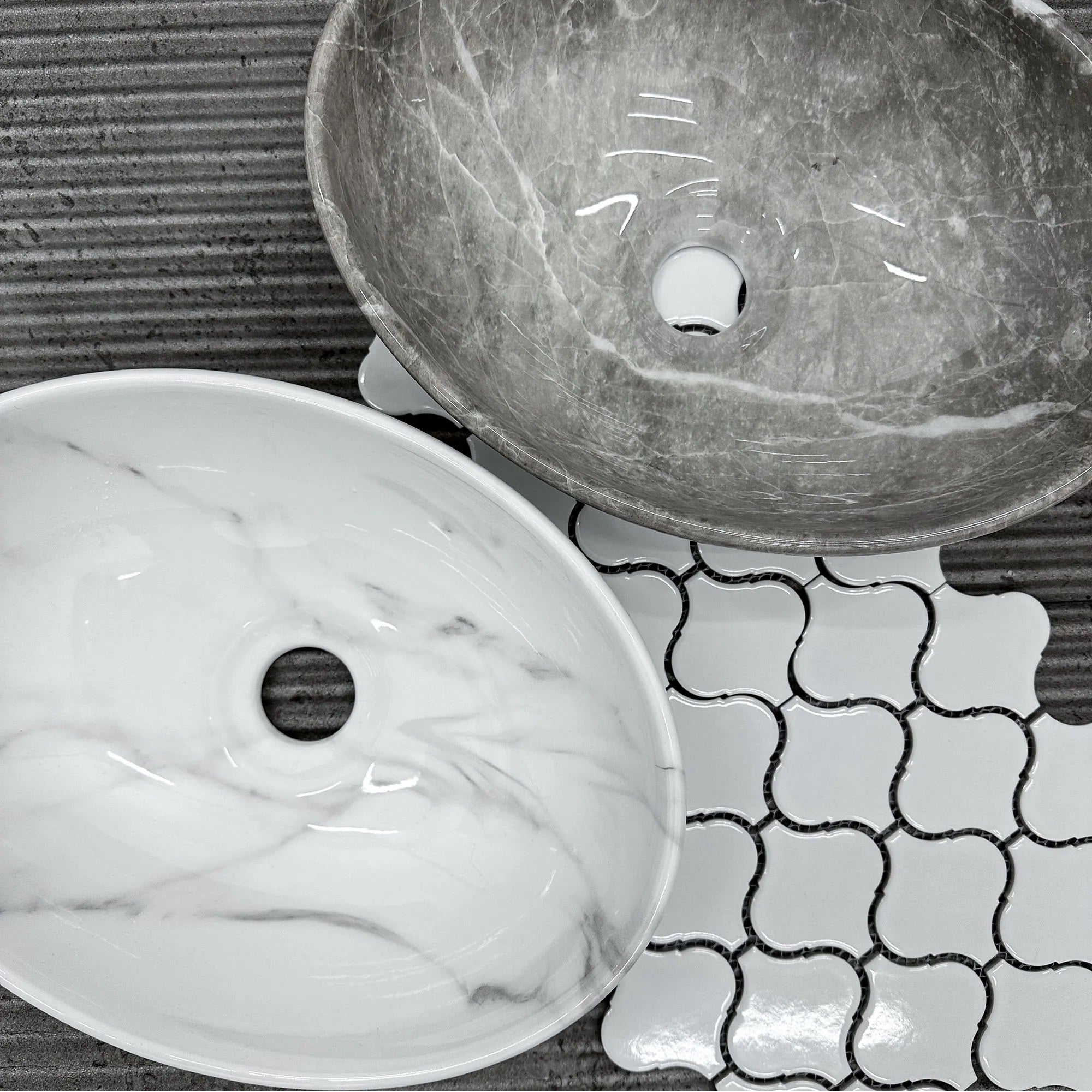 Alt Tag: Умивалник за плот Sofia Mini Grigio 35х26 см. порцеланов умивалник с текстура естествен камък за плот - онлайн магазин KERANOVA