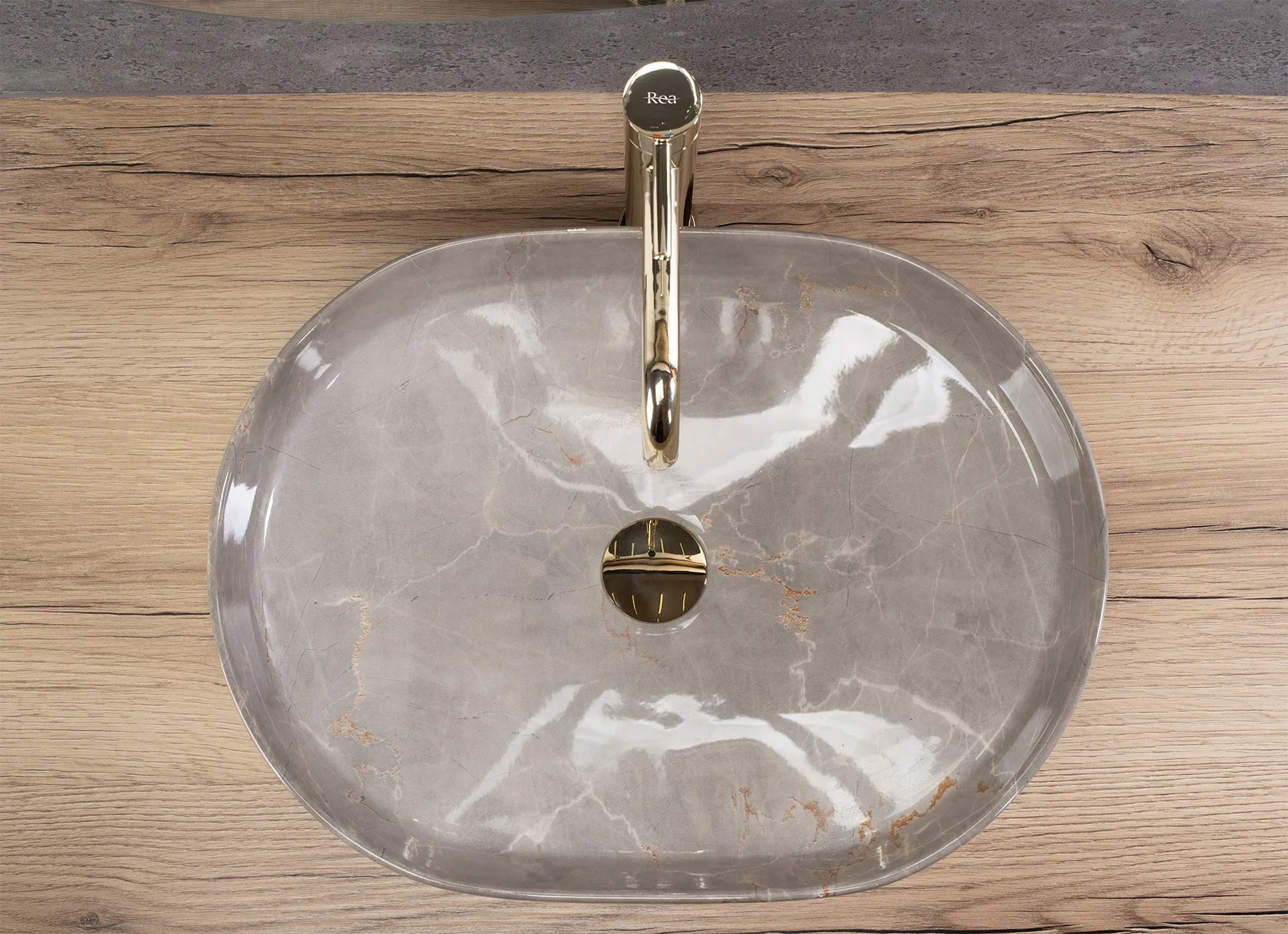 Умивалник за плот Nadia 50 Kashmir 50х38 см. дизайнерски мивка от санитарна керамика с каменен декор, монтаж върху плот - KERANOVA онлайн магазин