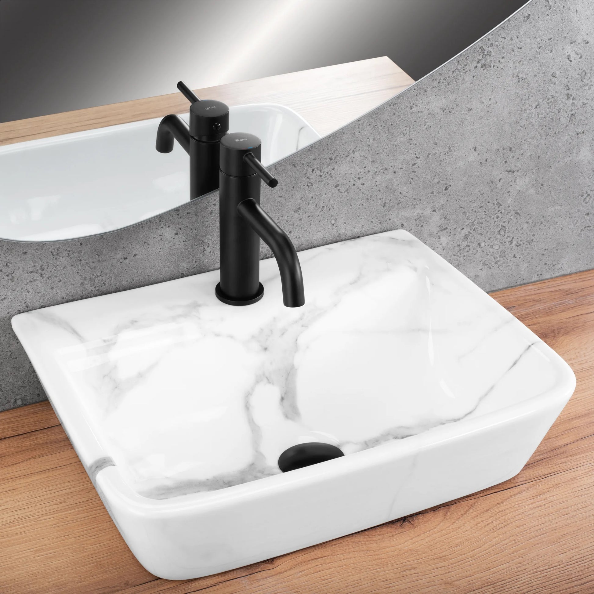 Умивалник за плот Altea Cloudy 46х36 см. бяла санитарна керамика на плот, модерен дизайн за онлайн магазин за обзавеждане за бани KERANOVA