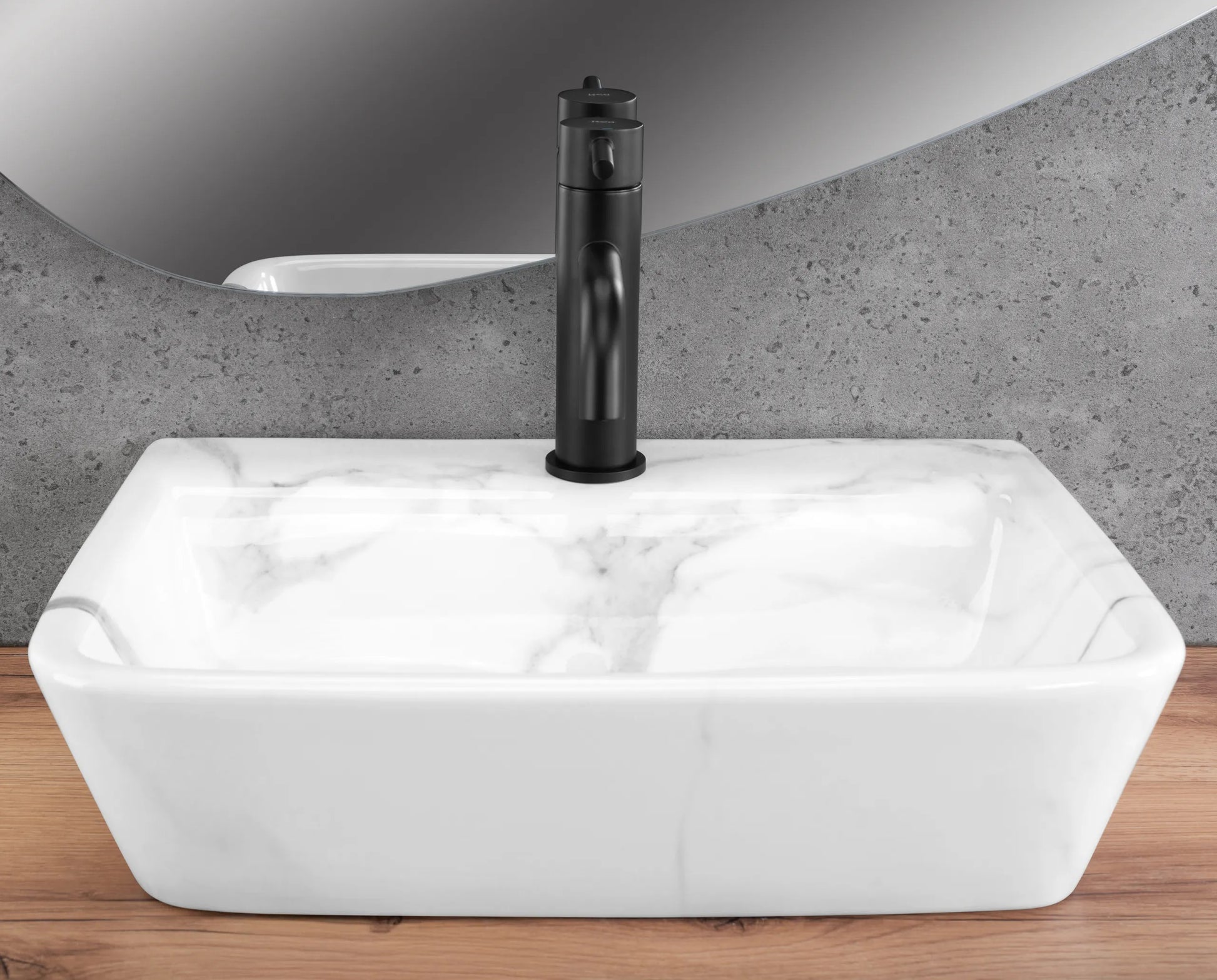 Умивалник за плот Altea Cloudy 46х36 см. - бял санитарен порцелан, компактен плотен умивалник за баня от KERANOVA, модерен дизайн